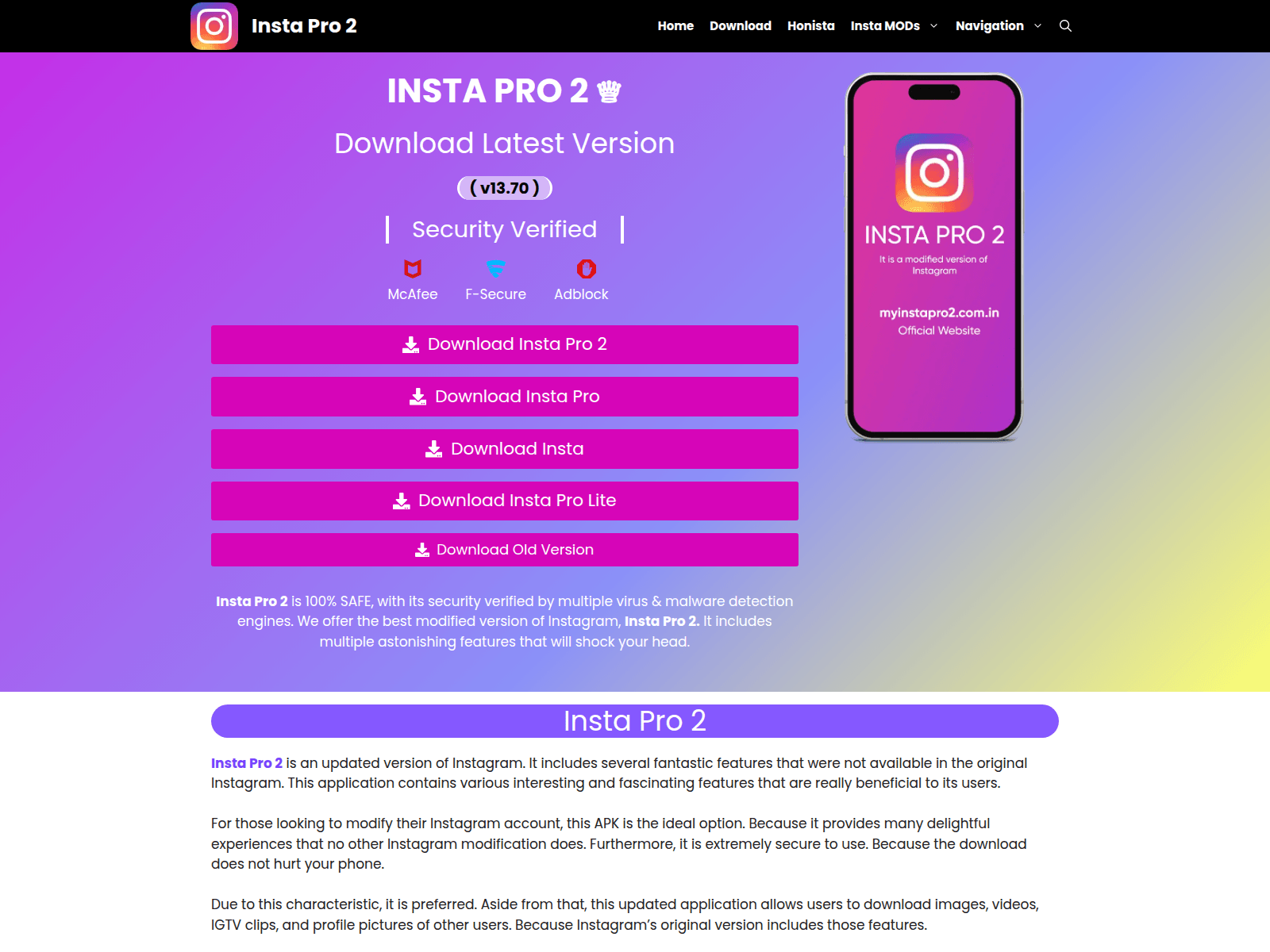 Screenshot of insta-pro.pk