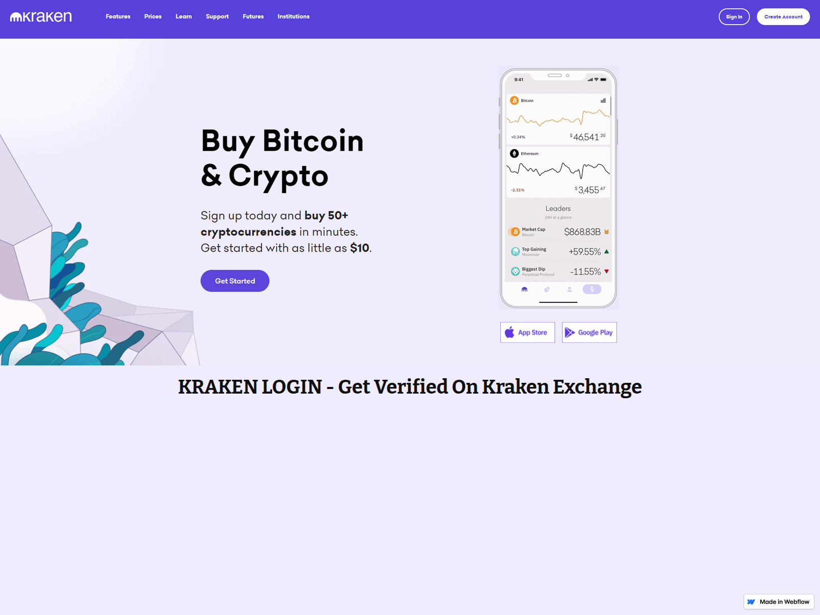 Screenshot of mykrakenlogins.webflow.io