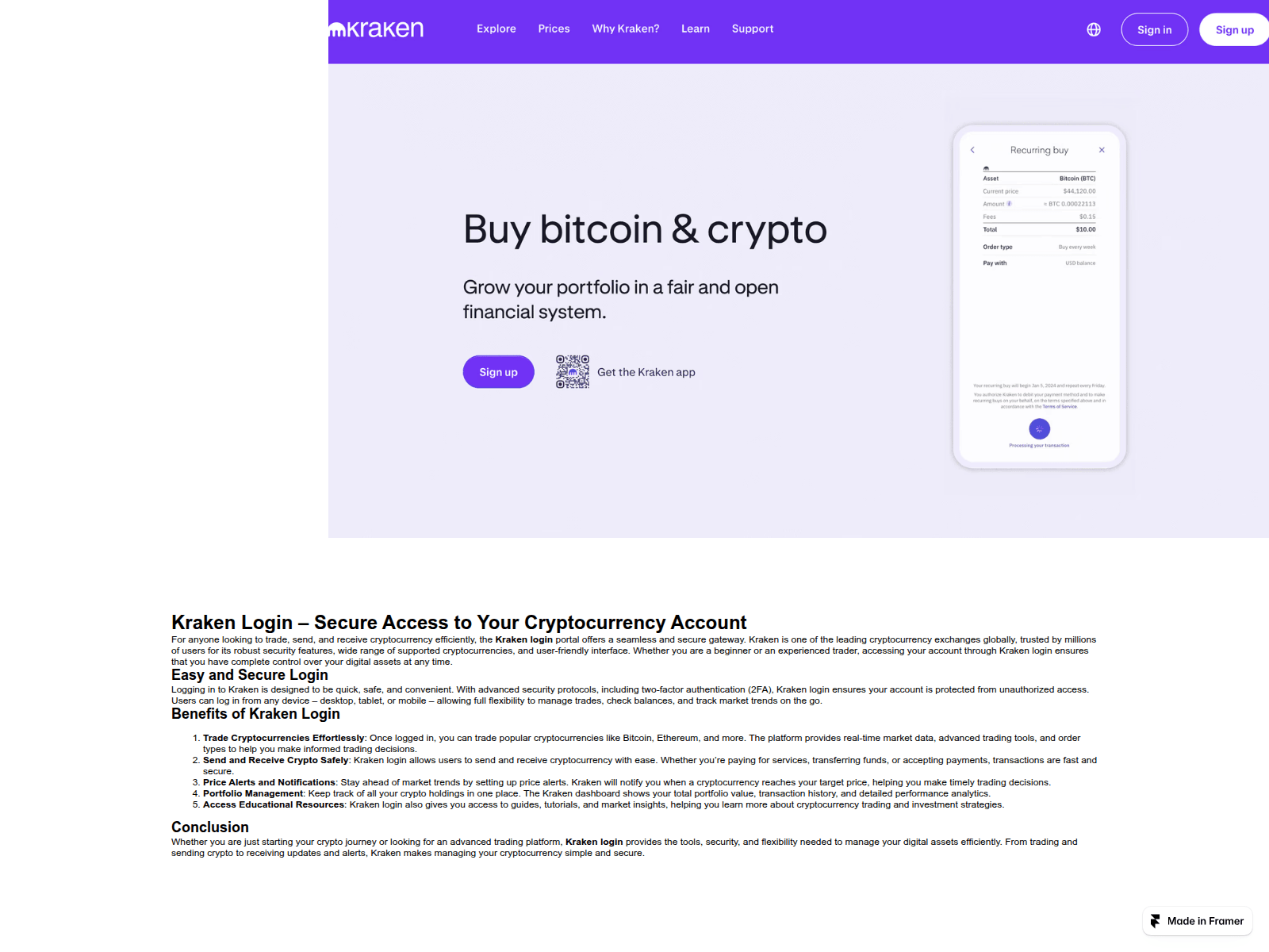 Screenshot of krakeensso.framer.ai