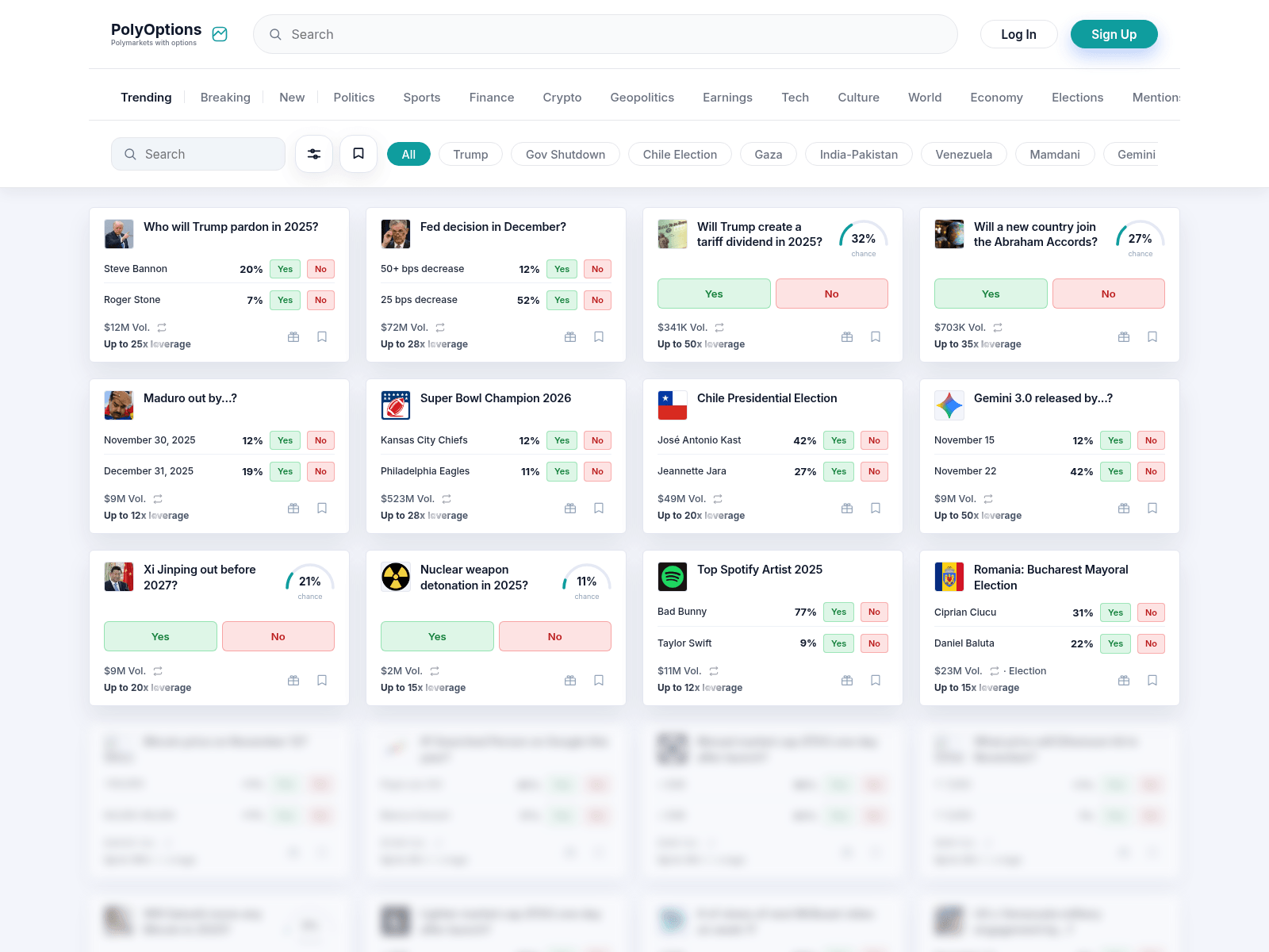 Screenshot of polyoptions.xyz