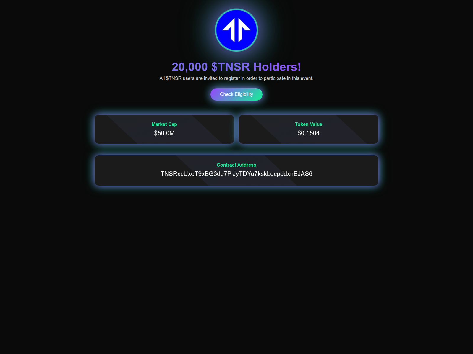 Screenshot of tnsr-solana.com