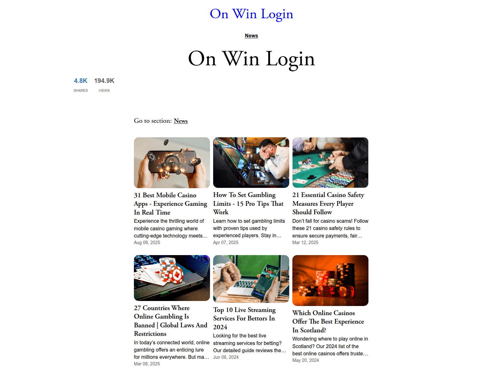 Screenshot of onwinlogin.com