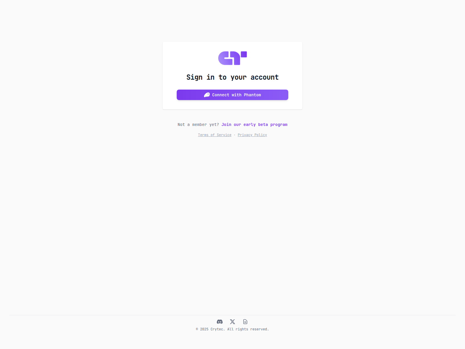 Screenshot of app.crytec.ai