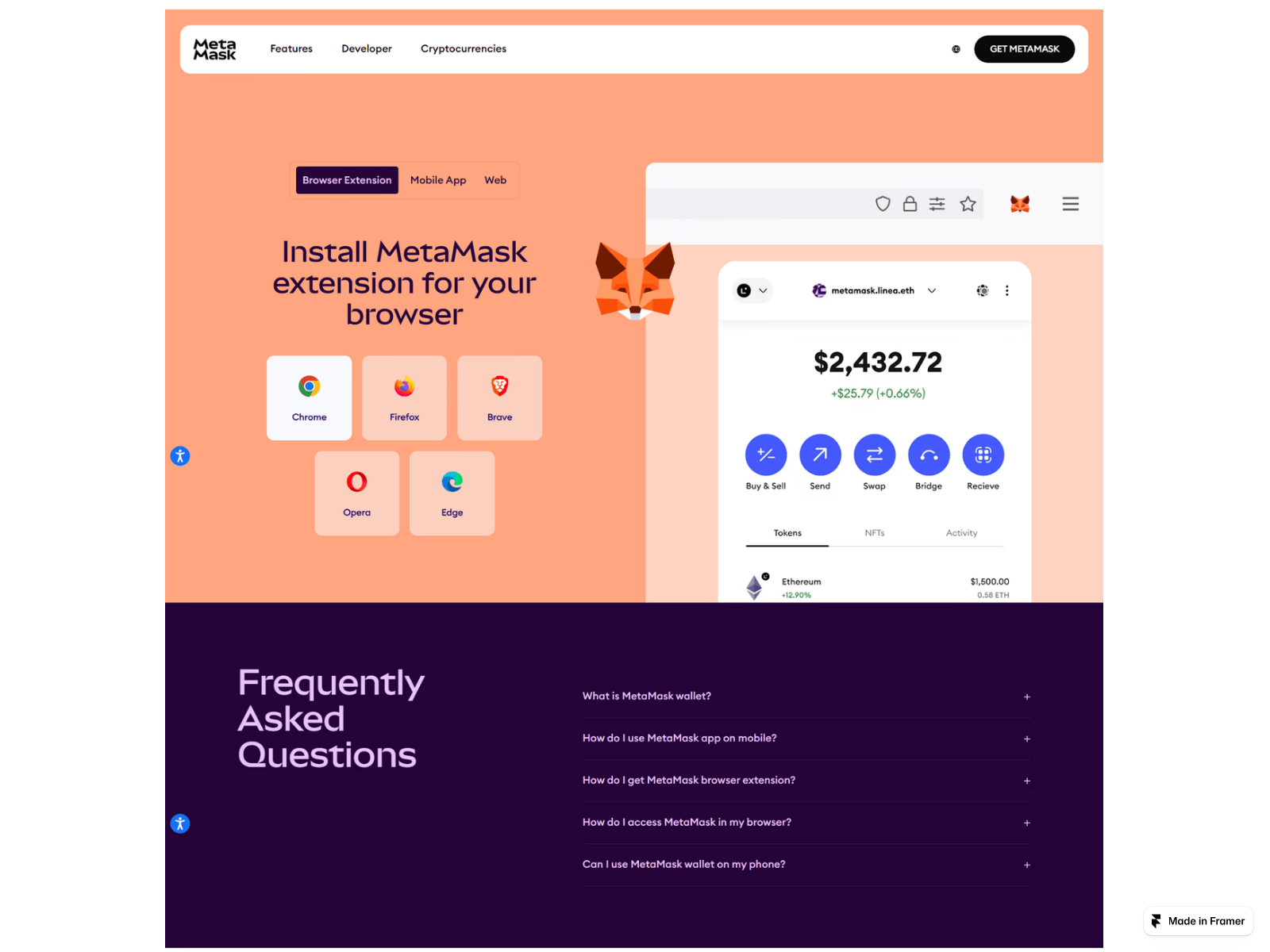 Screenshot of help-metamask-doc.framer.ai