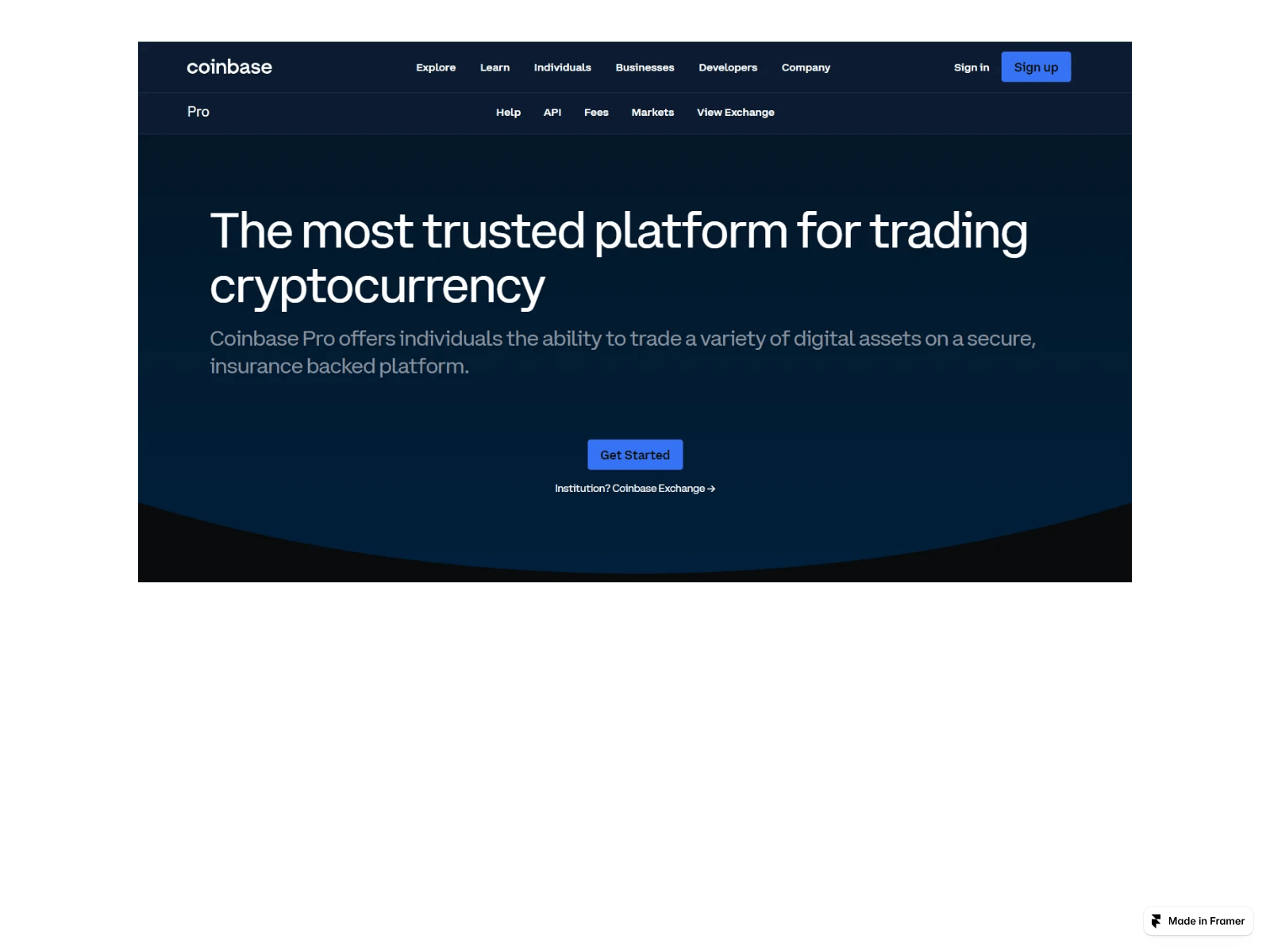Screenshot of secure-coinbase-pro-com.framer.ai