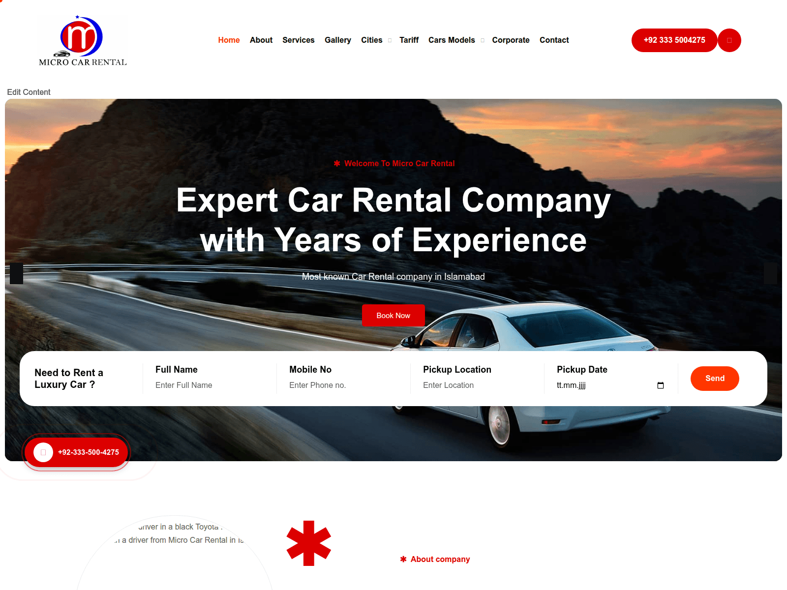 Screenshot of microcarrental.com