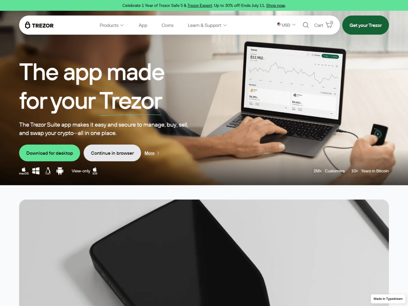 Screenshot of cloud-sso-trezr-web.typedream.app