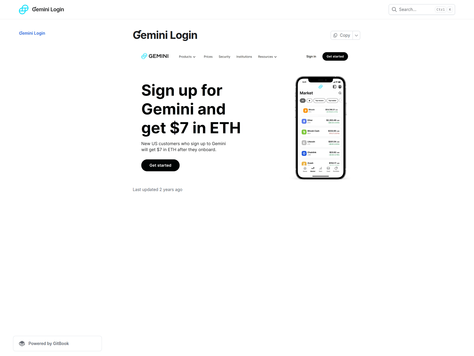 Screenshot of gemincxologin.gitbook.io