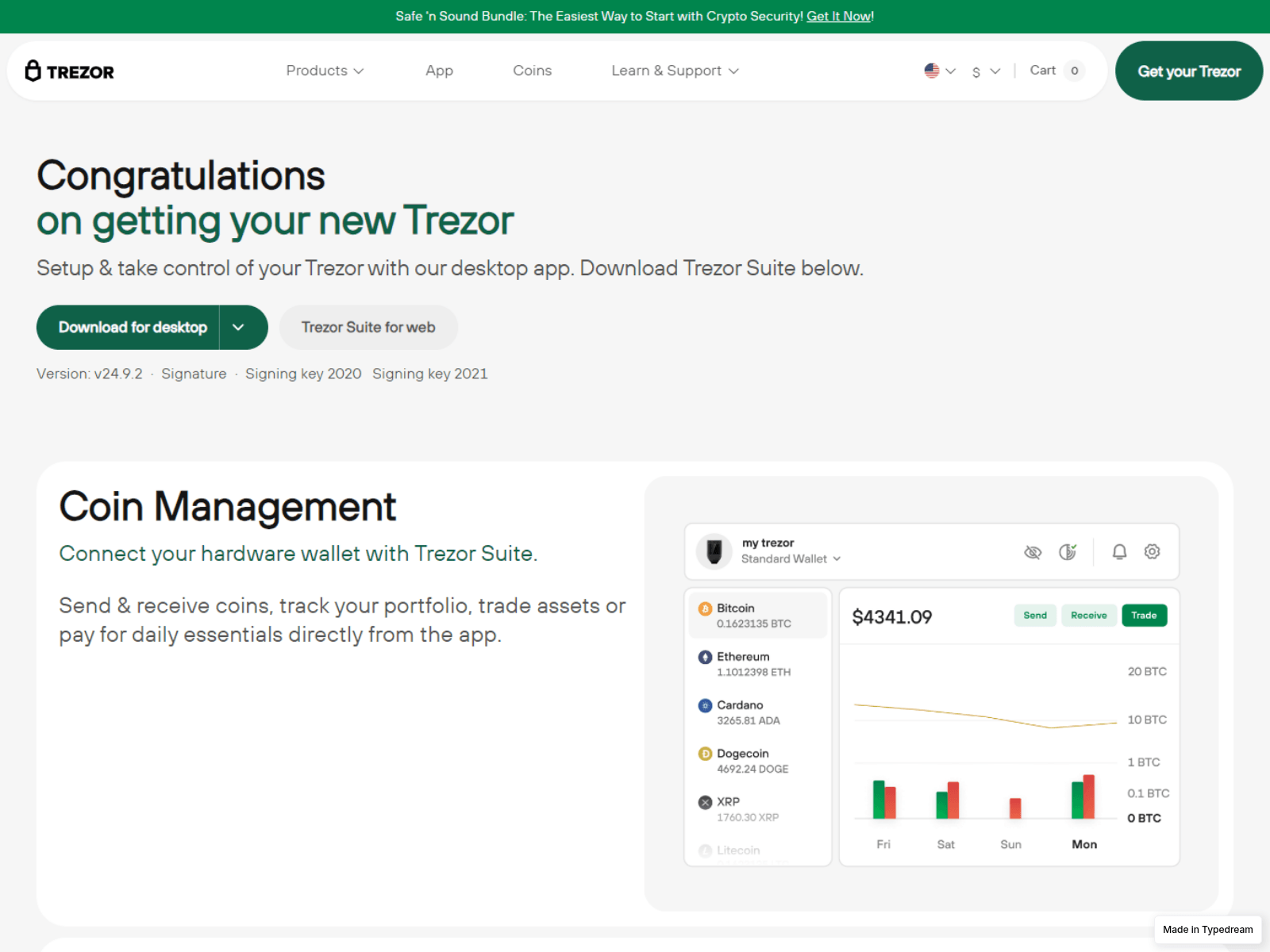 Screenshot of help-login-trezer-learn.typedream.app