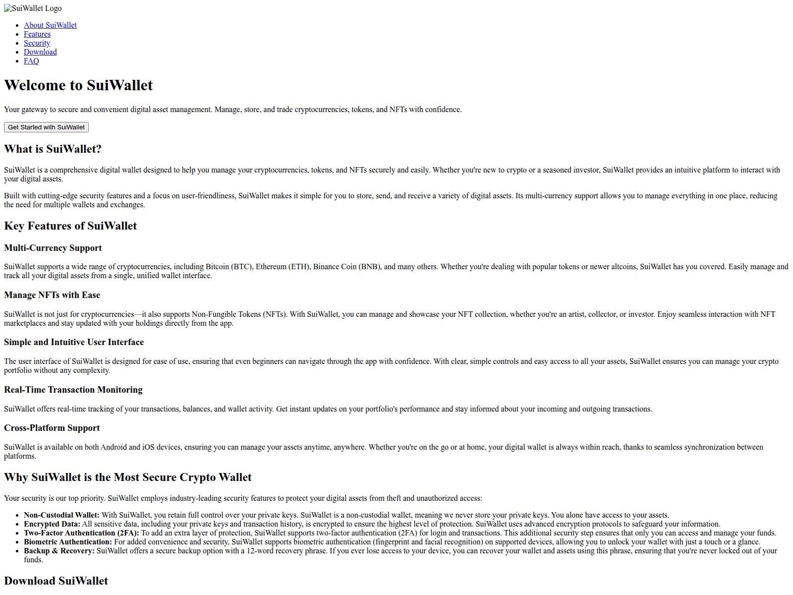 Screenshot of wallet-sui.pages.dev