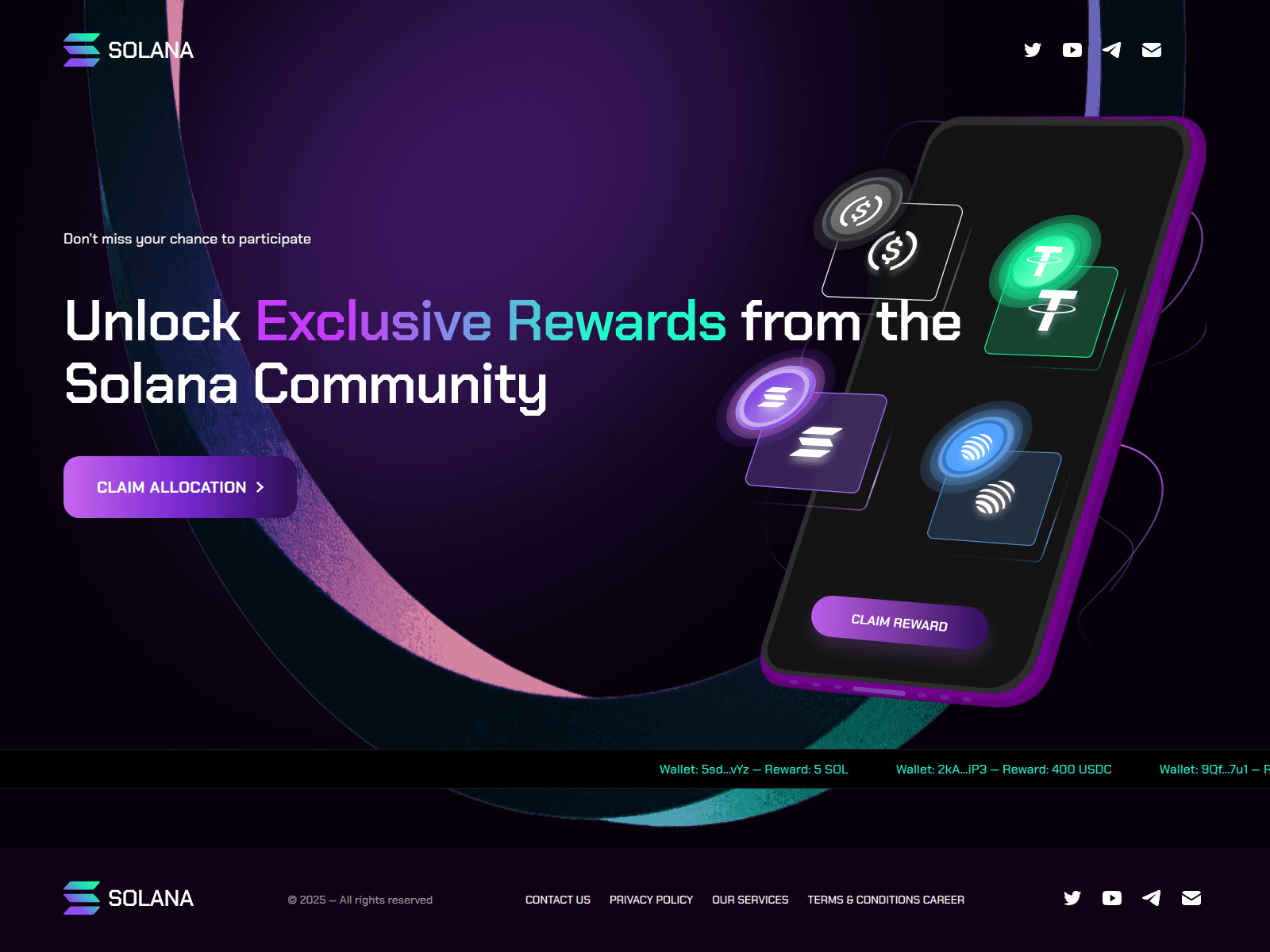 Screenshot of claim-rewards.event-solana.info