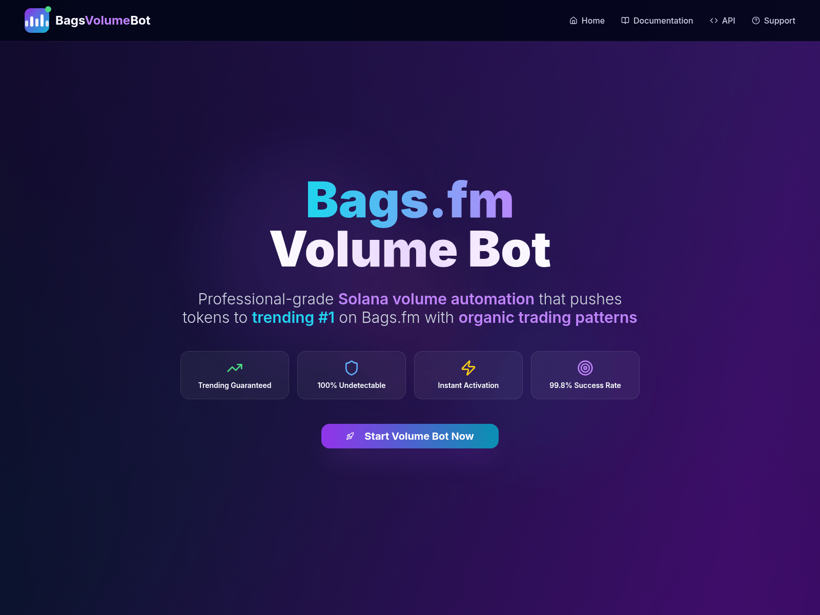 Screenshot of www.bagsvolumebot.com