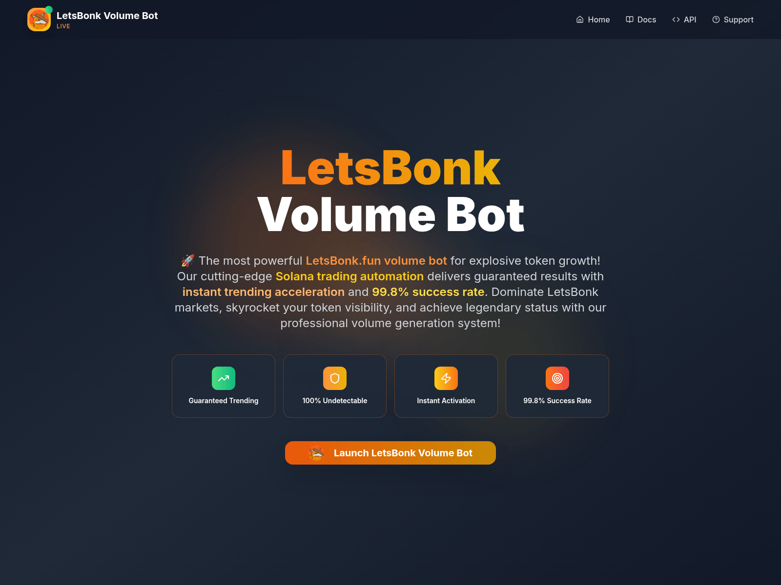 Screenshot of www.letsbonkvolume.fun