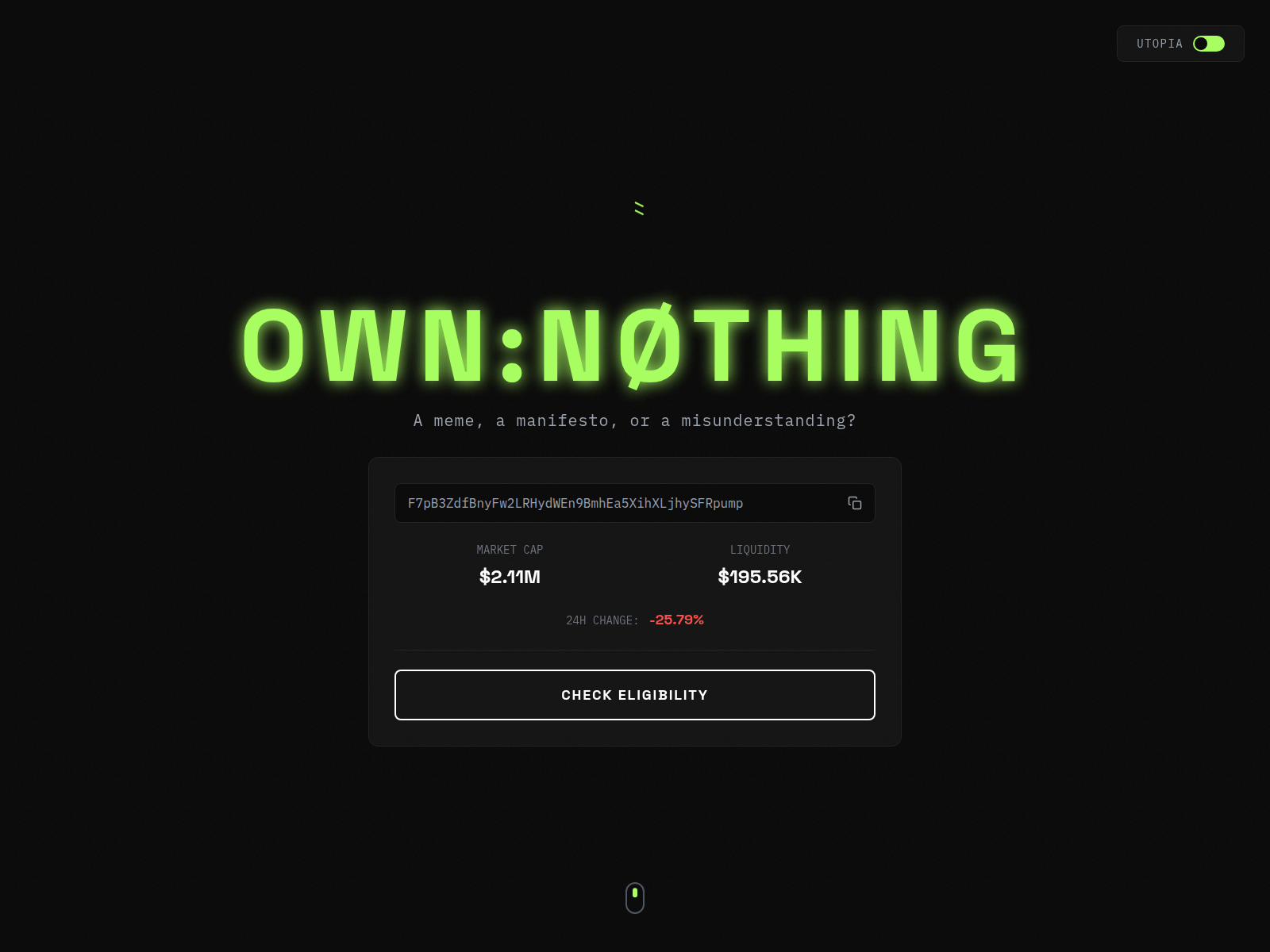 Screenshot of ownnothingsolana.com