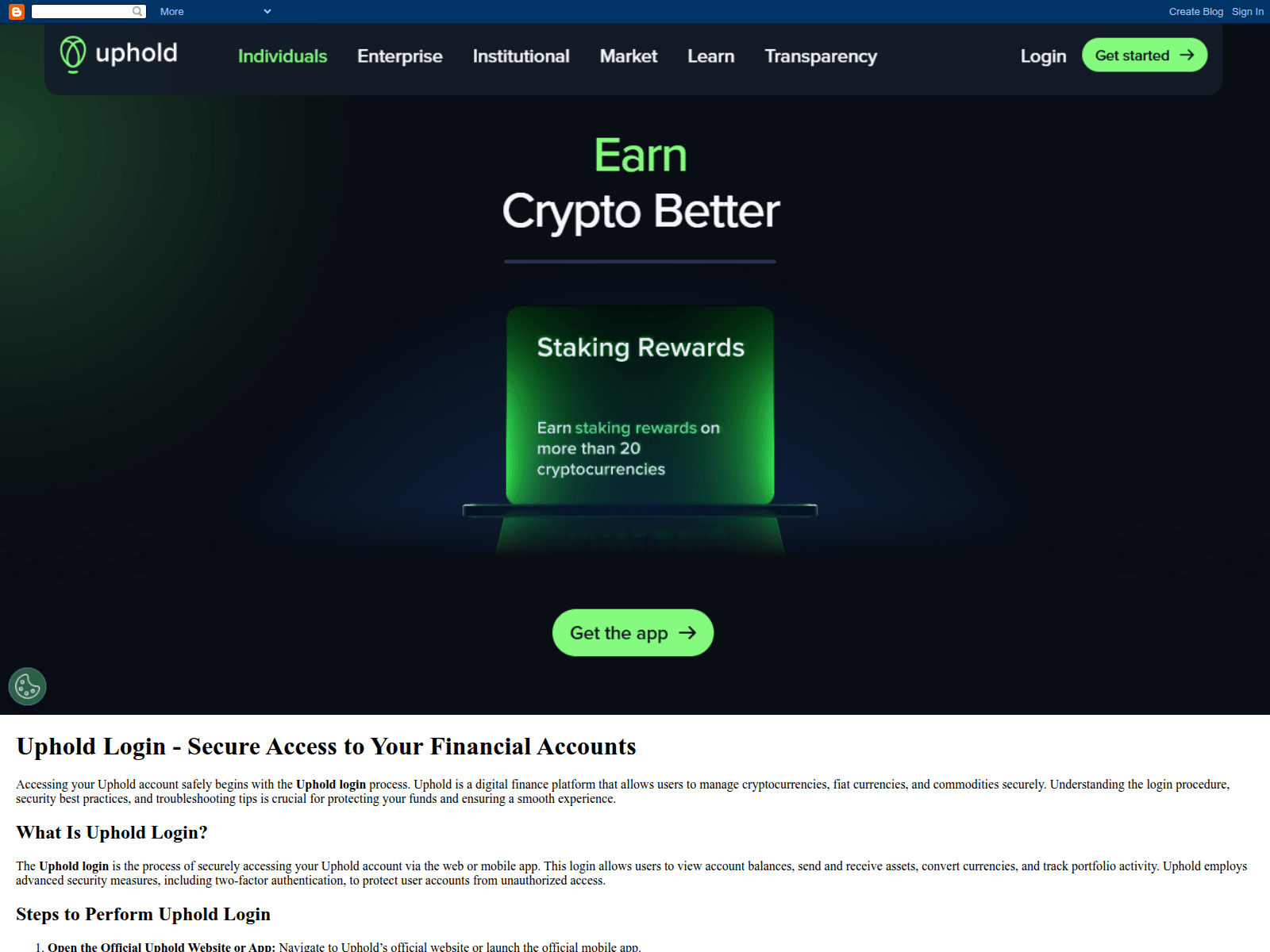 Screenshot of uphold-login-en.blogspot.mx