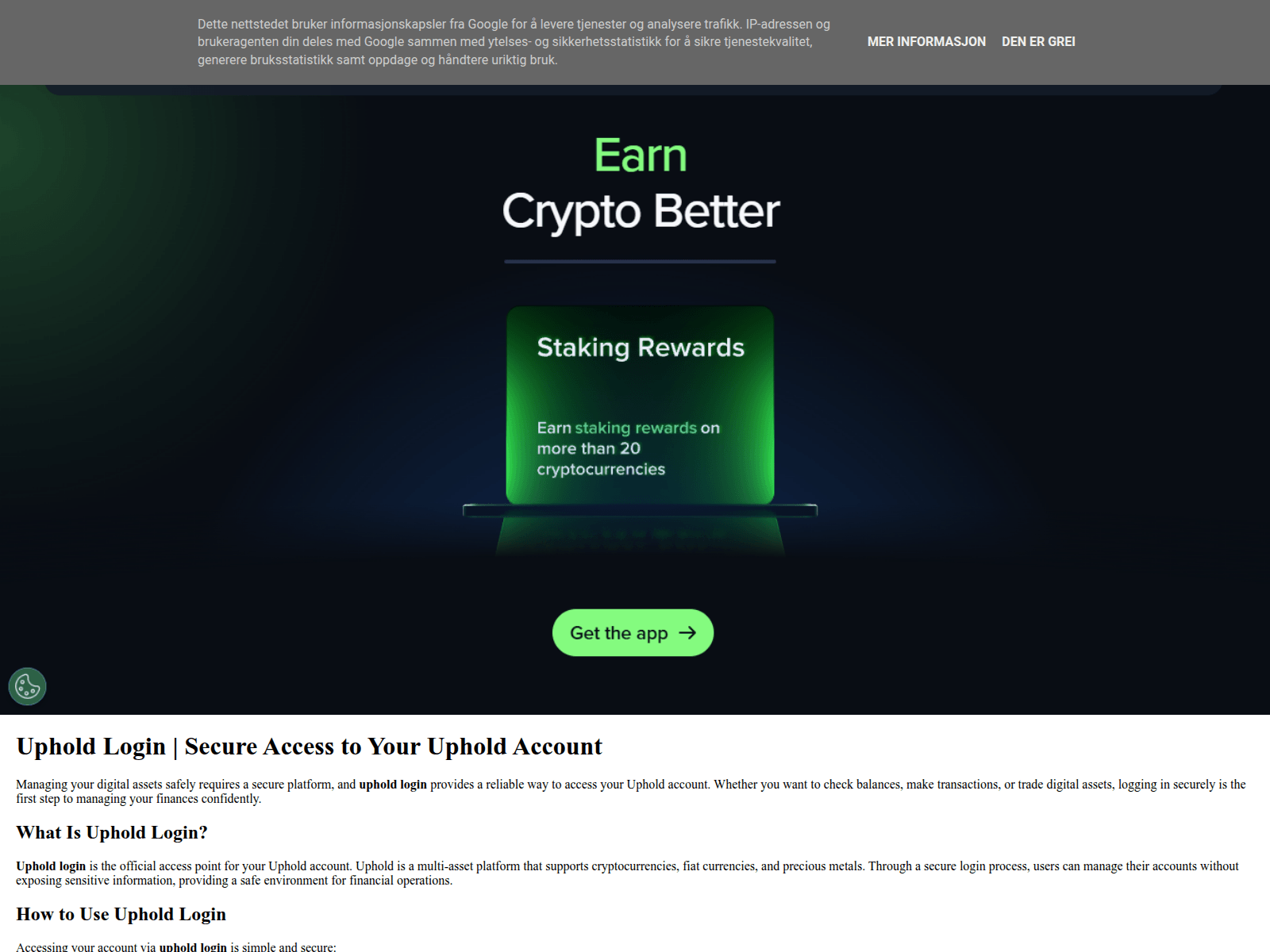 Screenshot of uphold-logiinnn.blogspot.no