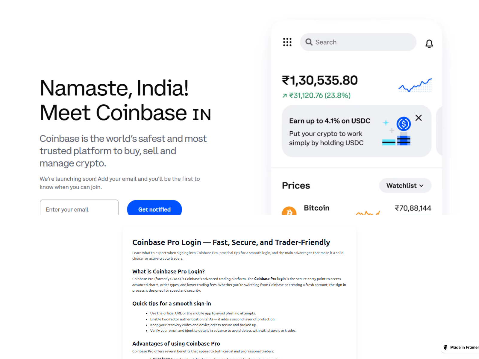 Screenshot of leanr-coinbse.framer.ai