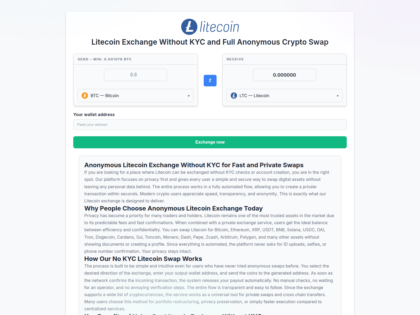 Screenshot of litecoin-change.com