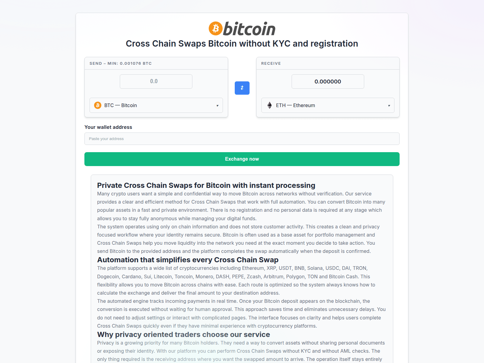 Screenshot of cross-chain-swap.com