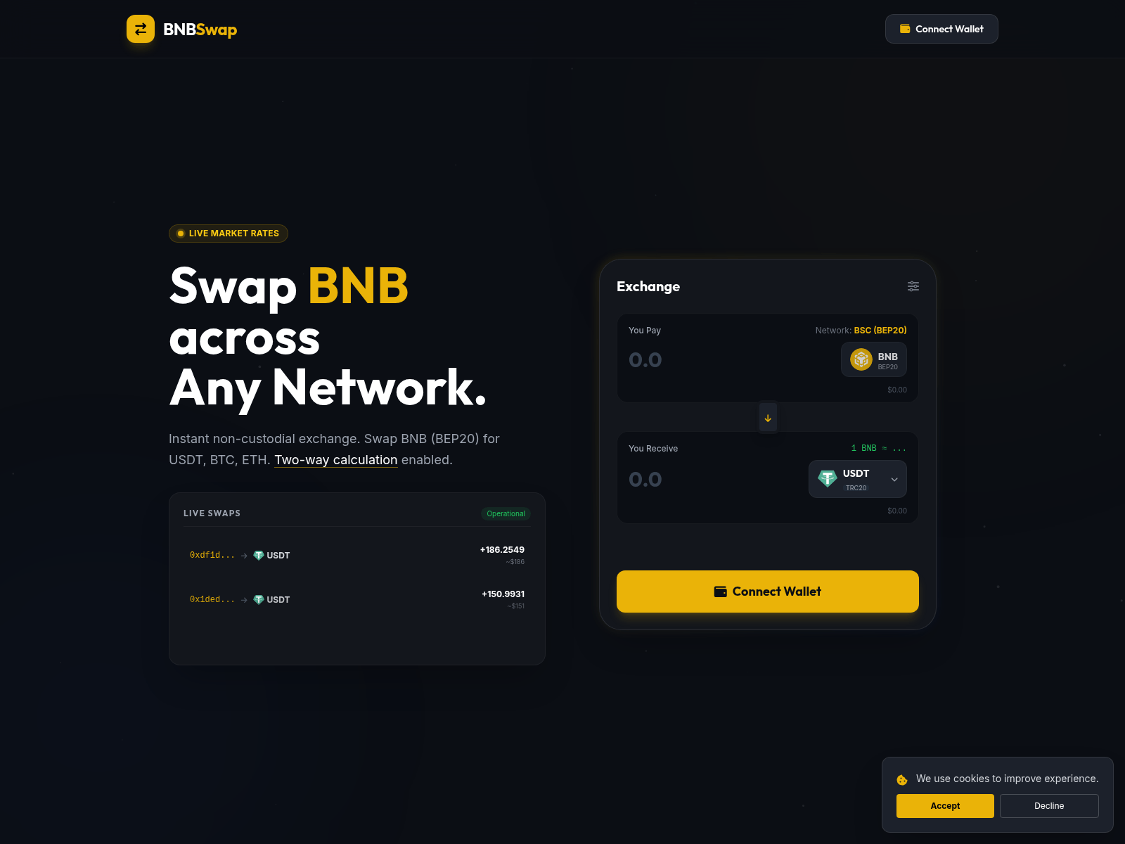Screenshot of bnbswap.digital