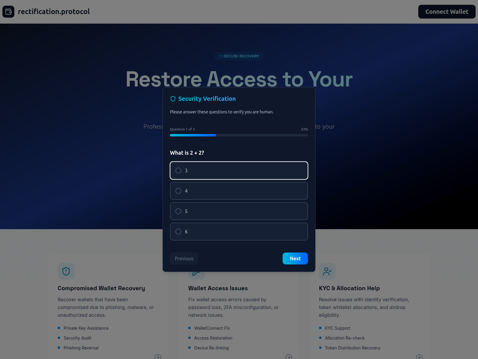 Screenshot of rectification-page.com