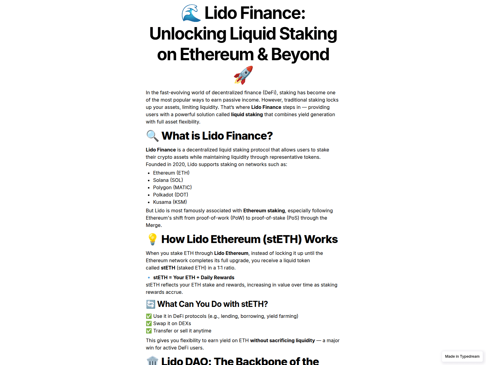 Screenshot of web-lido-finance.typedream.app
