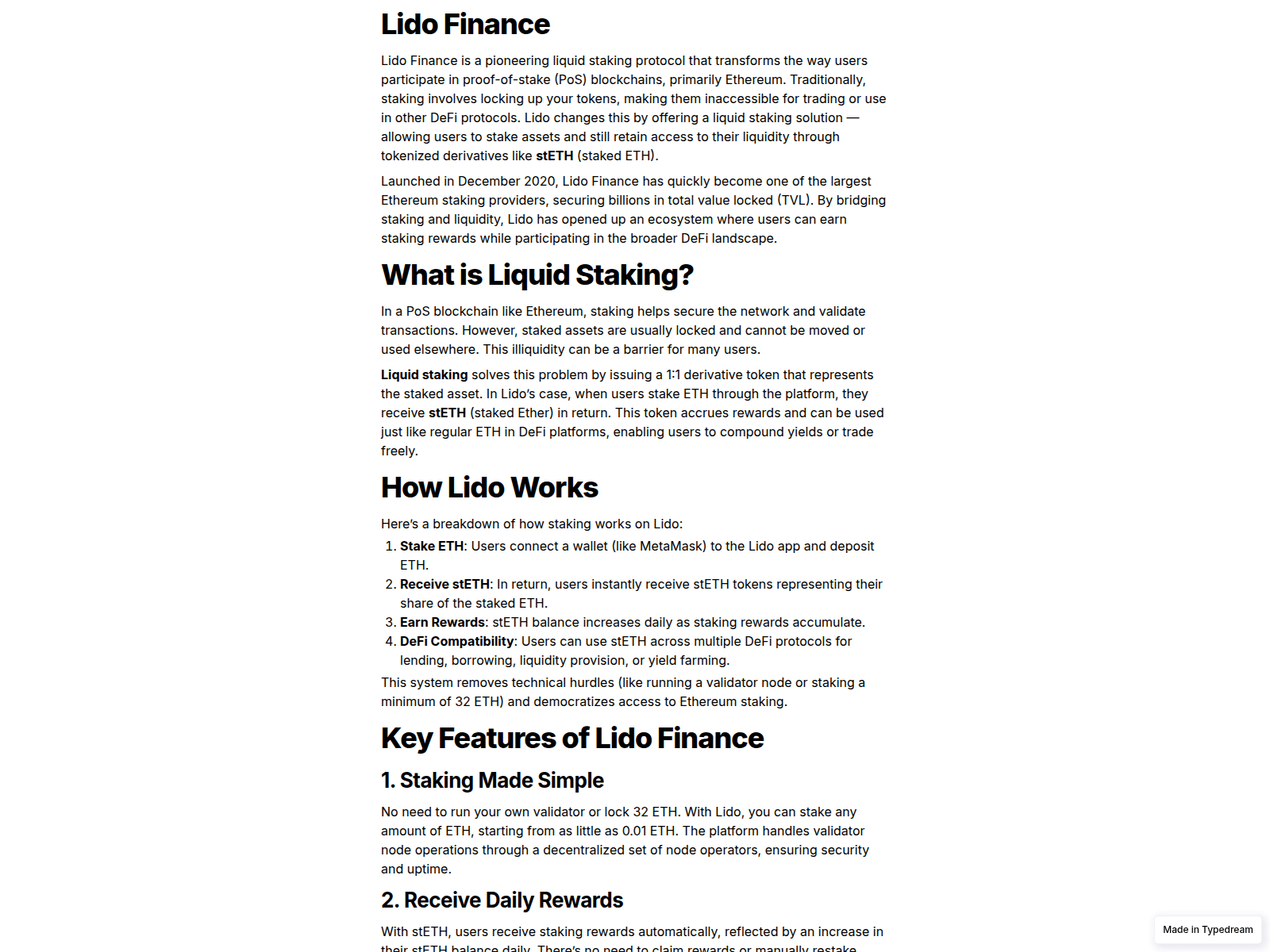 Screenshot of org-lido-finance.typedream.app