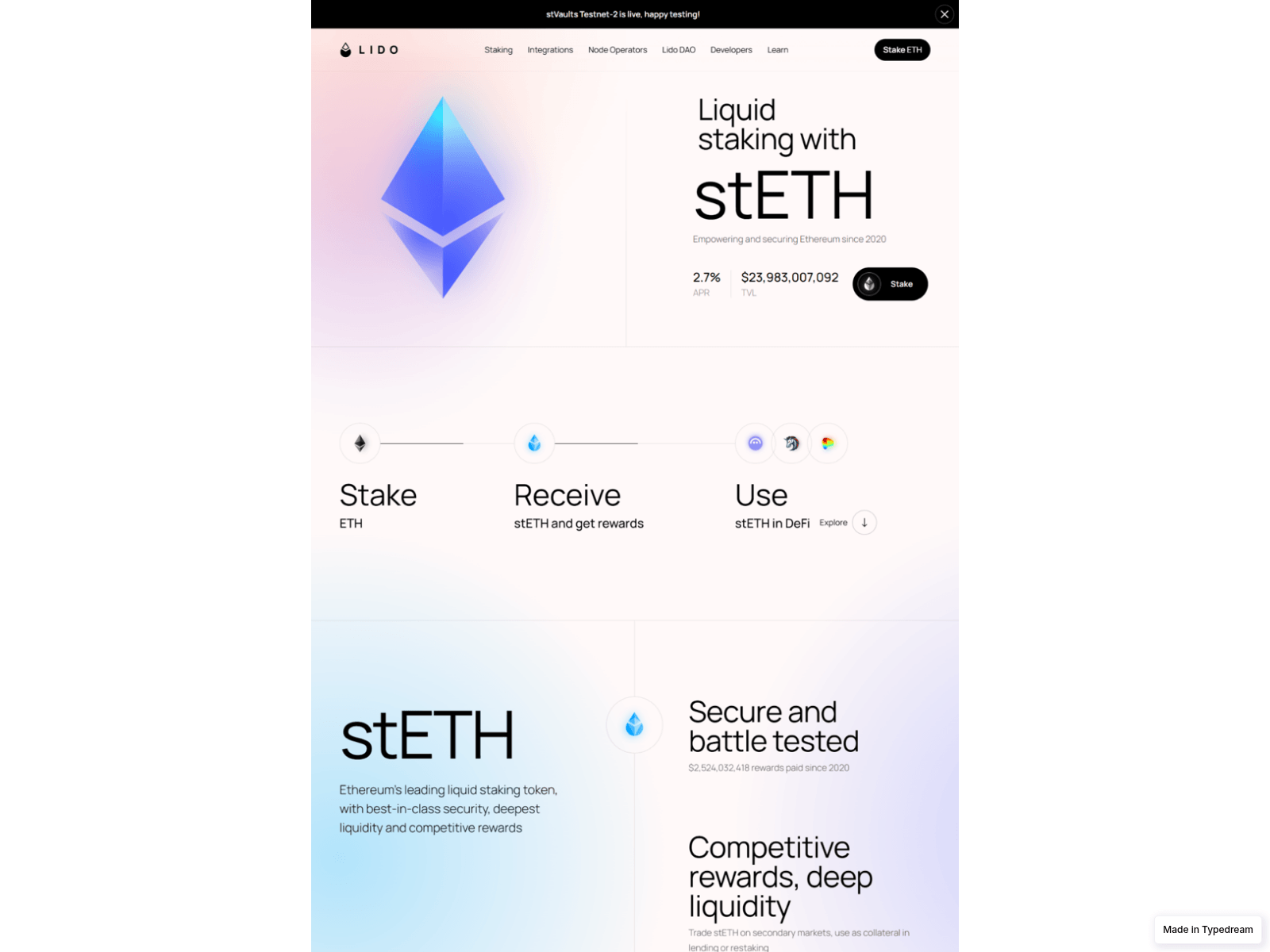Screenshot of lido-finance-ethereum.typedream.app