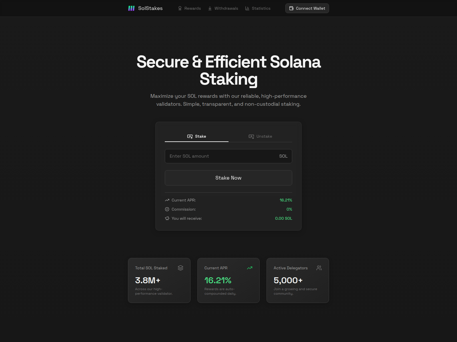 Screenshot of solstakes.net