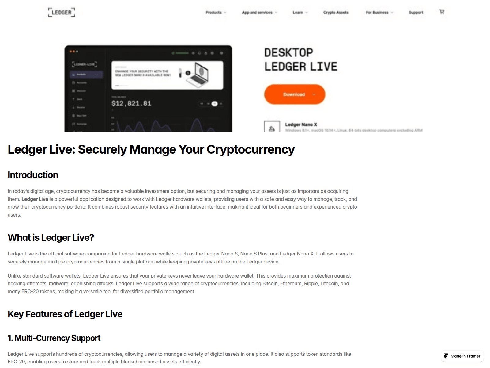Screenshot of ledgerlives.framer.ai