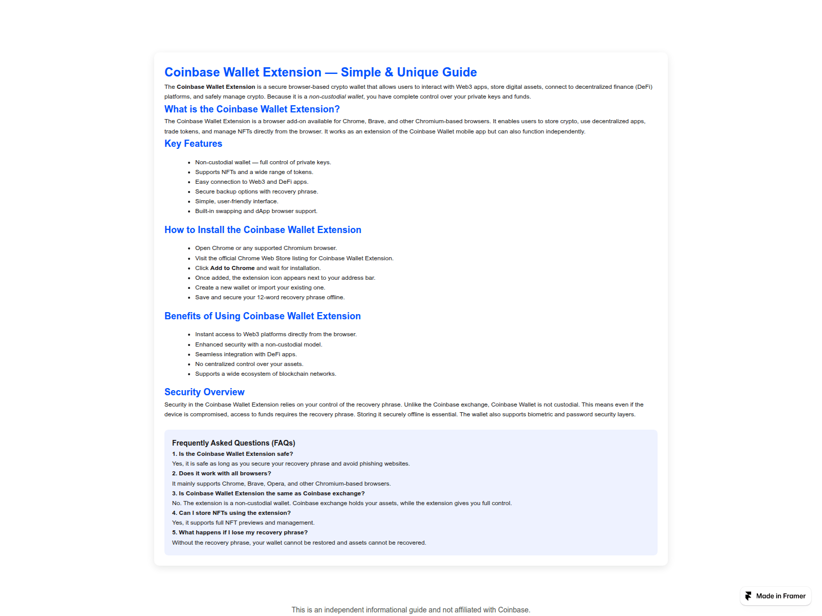 Screenshot of chrome-extension.framer.ai