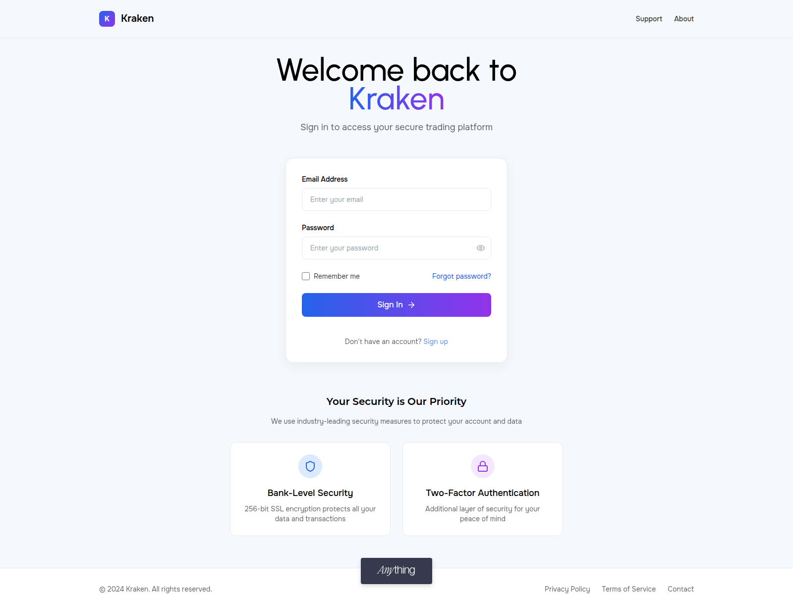 Screenshot of en-us-kraken-auth.created.app