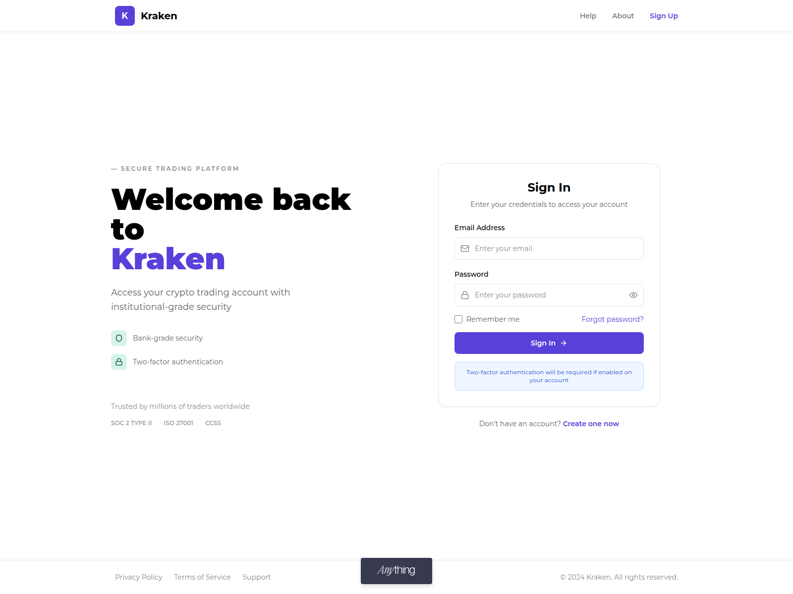 Screenshot of kraken-login-page-edu.created.app
