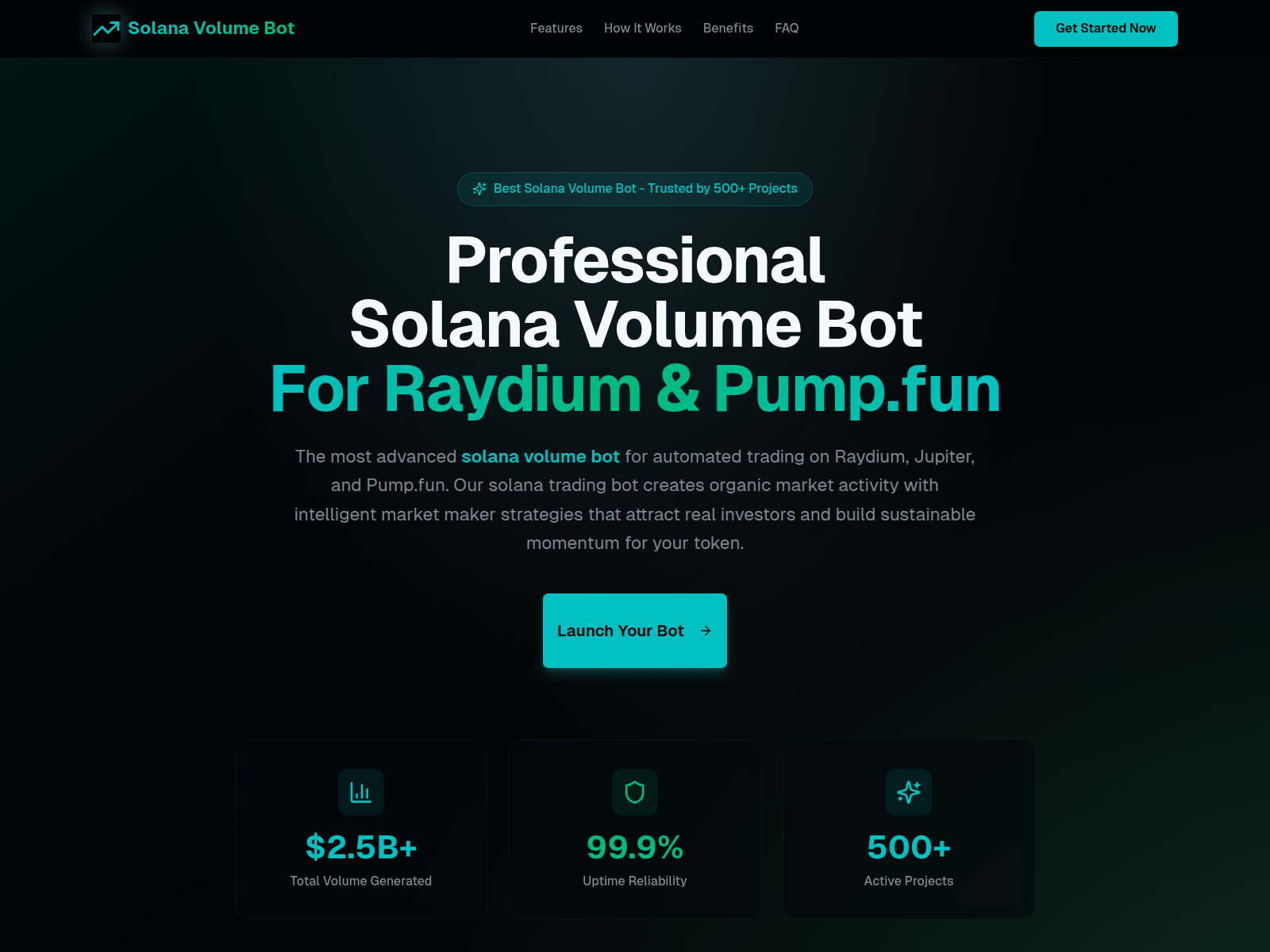 Screenshot of www.solanavolumebot.life