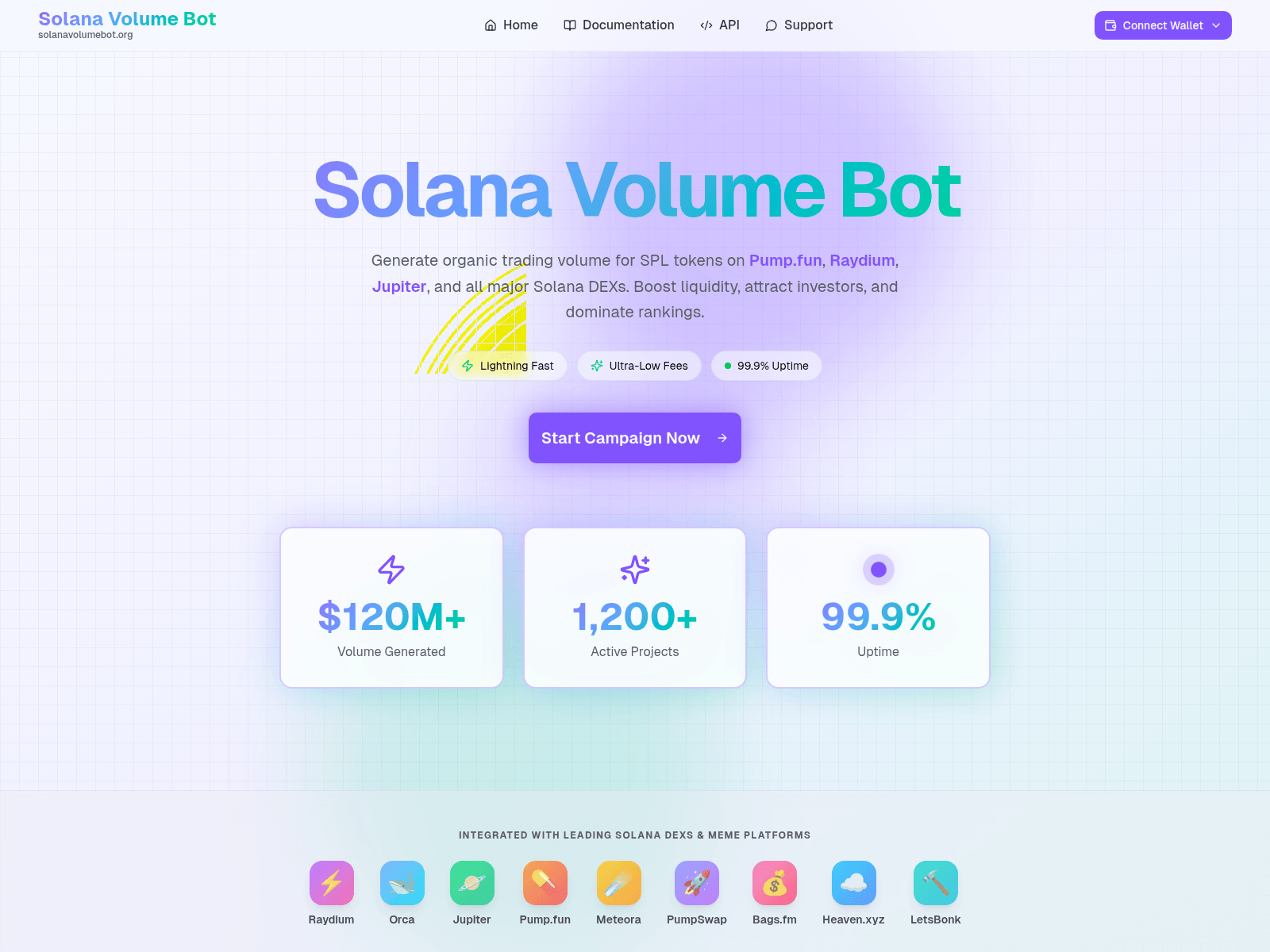 Screenshot of www.solanavolumebot.org