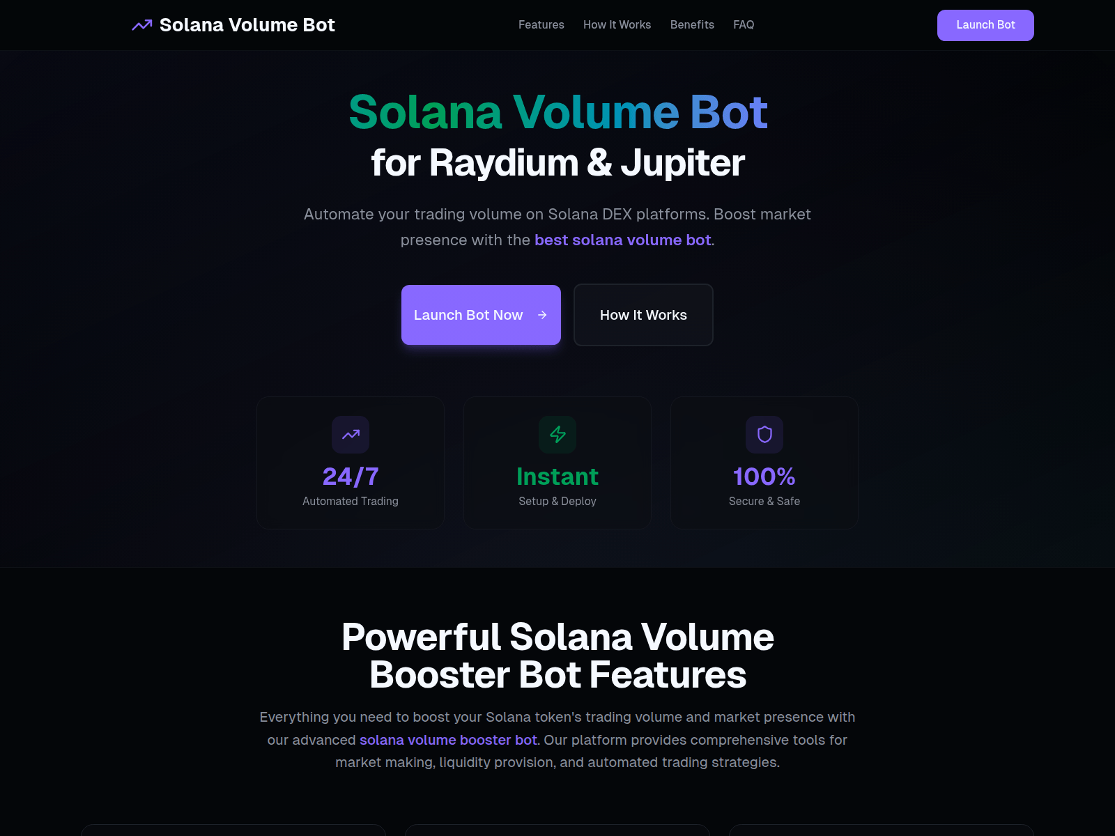 Screenshot of www.solanavolumebot.digital