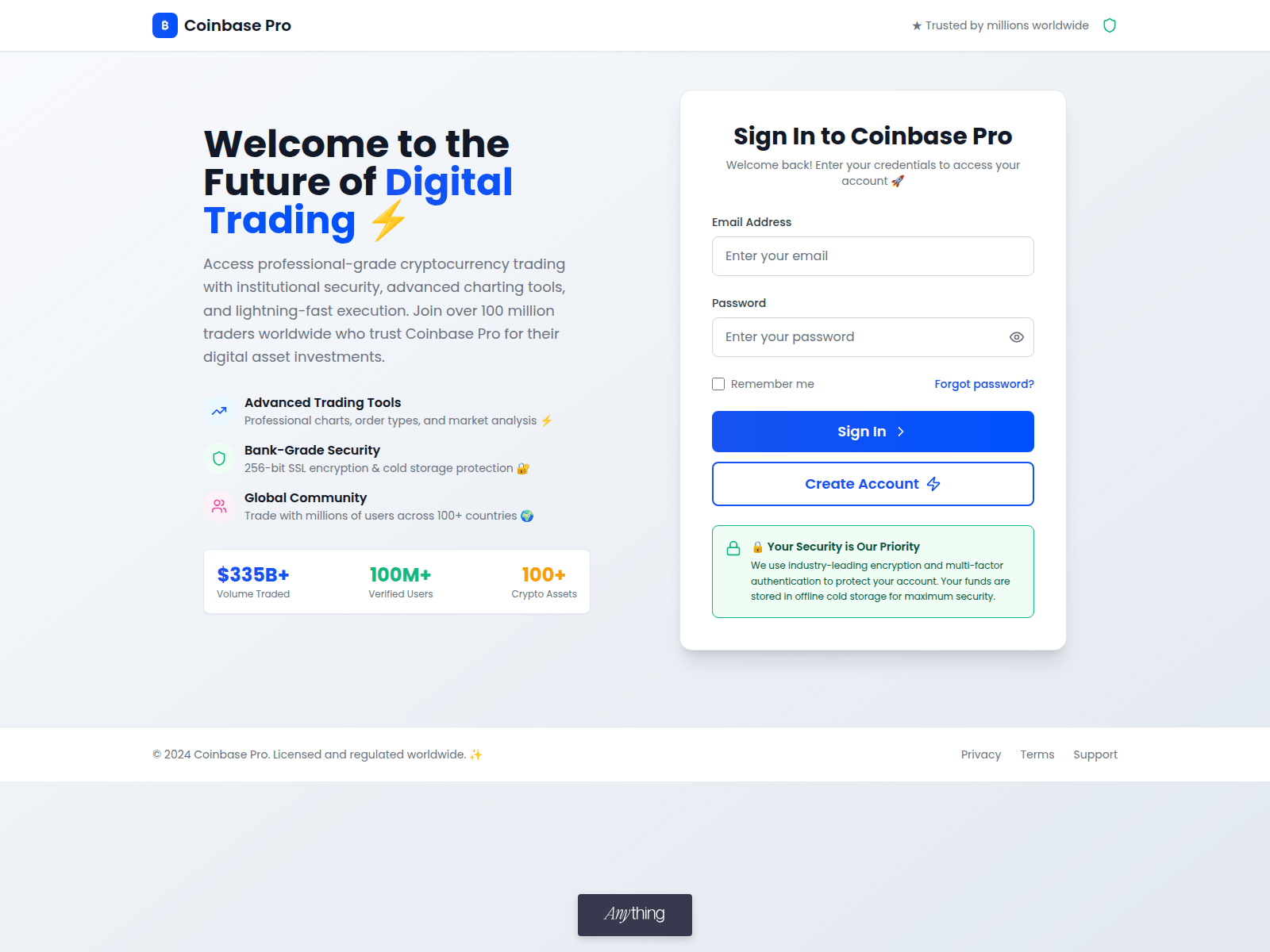 Screenshot of webpage-coinbase-pro.created.app