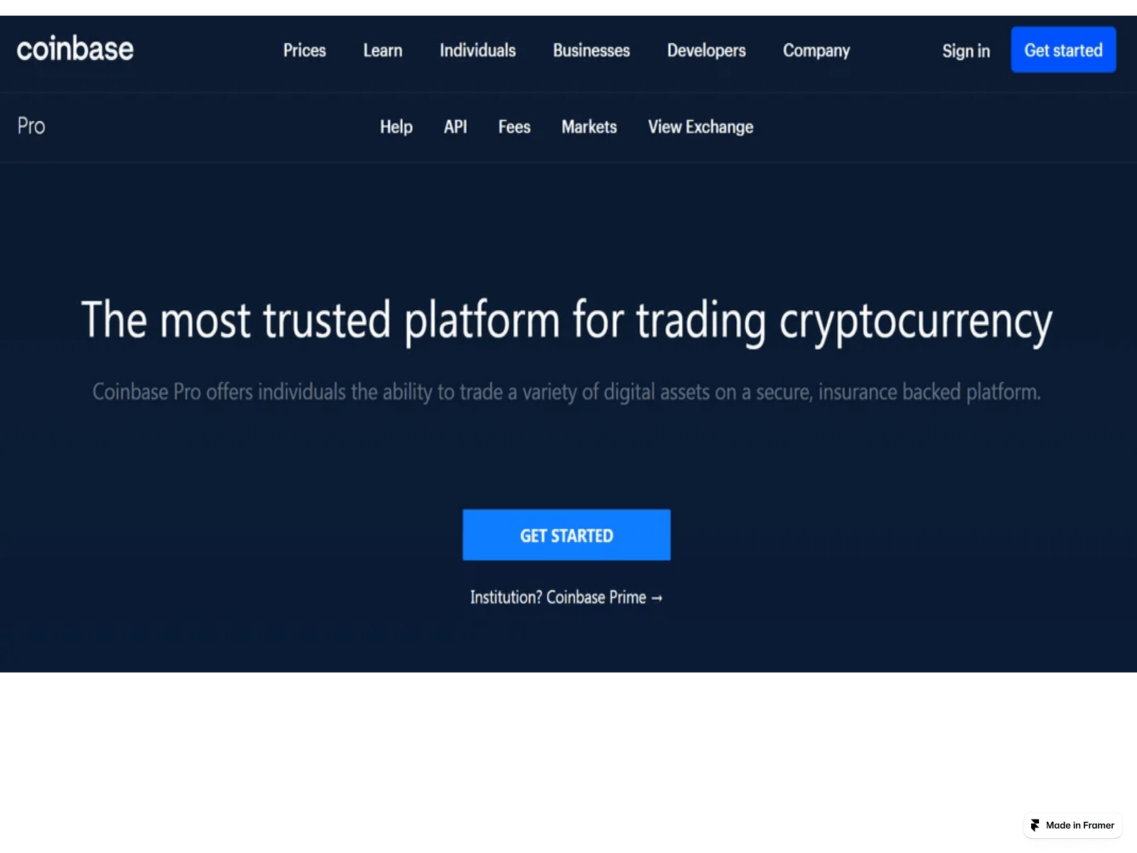 Screenshot of connect-coinbase-pro-en.framer.ai