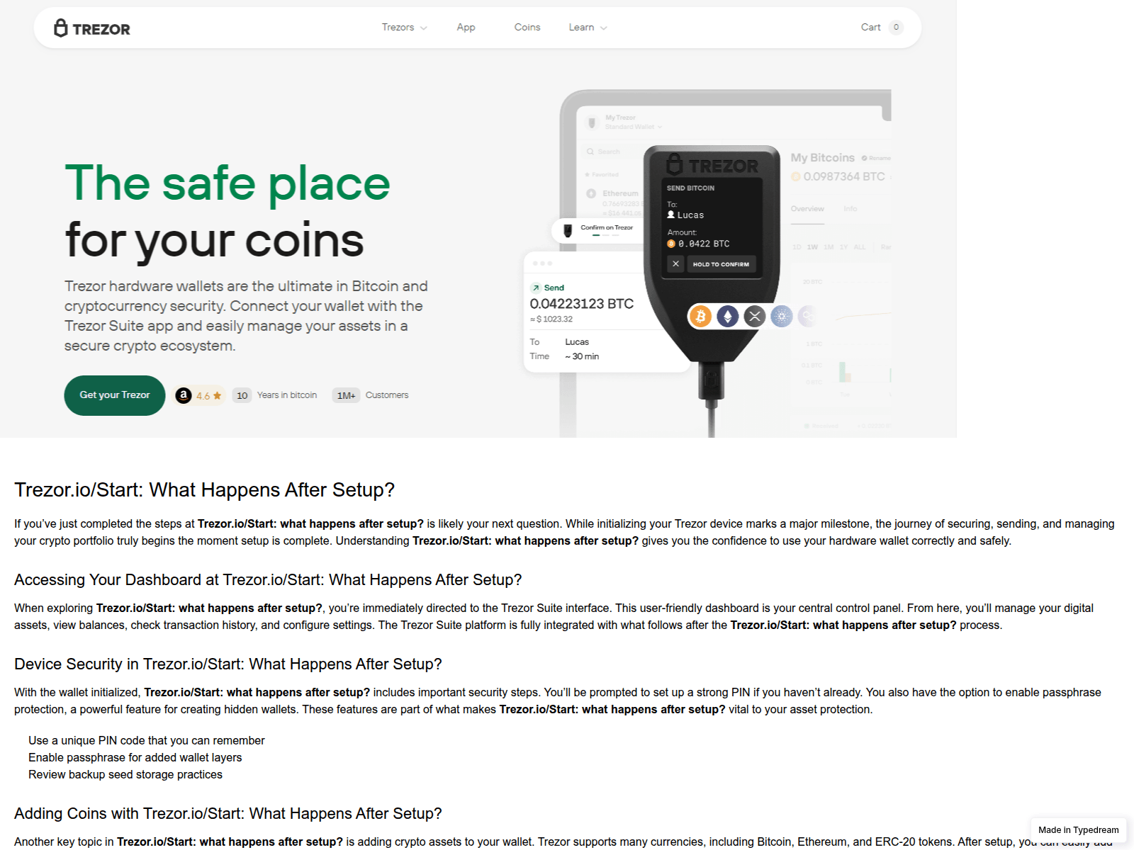 Screenshot of startportal-io-docs-trezur.typedream.app