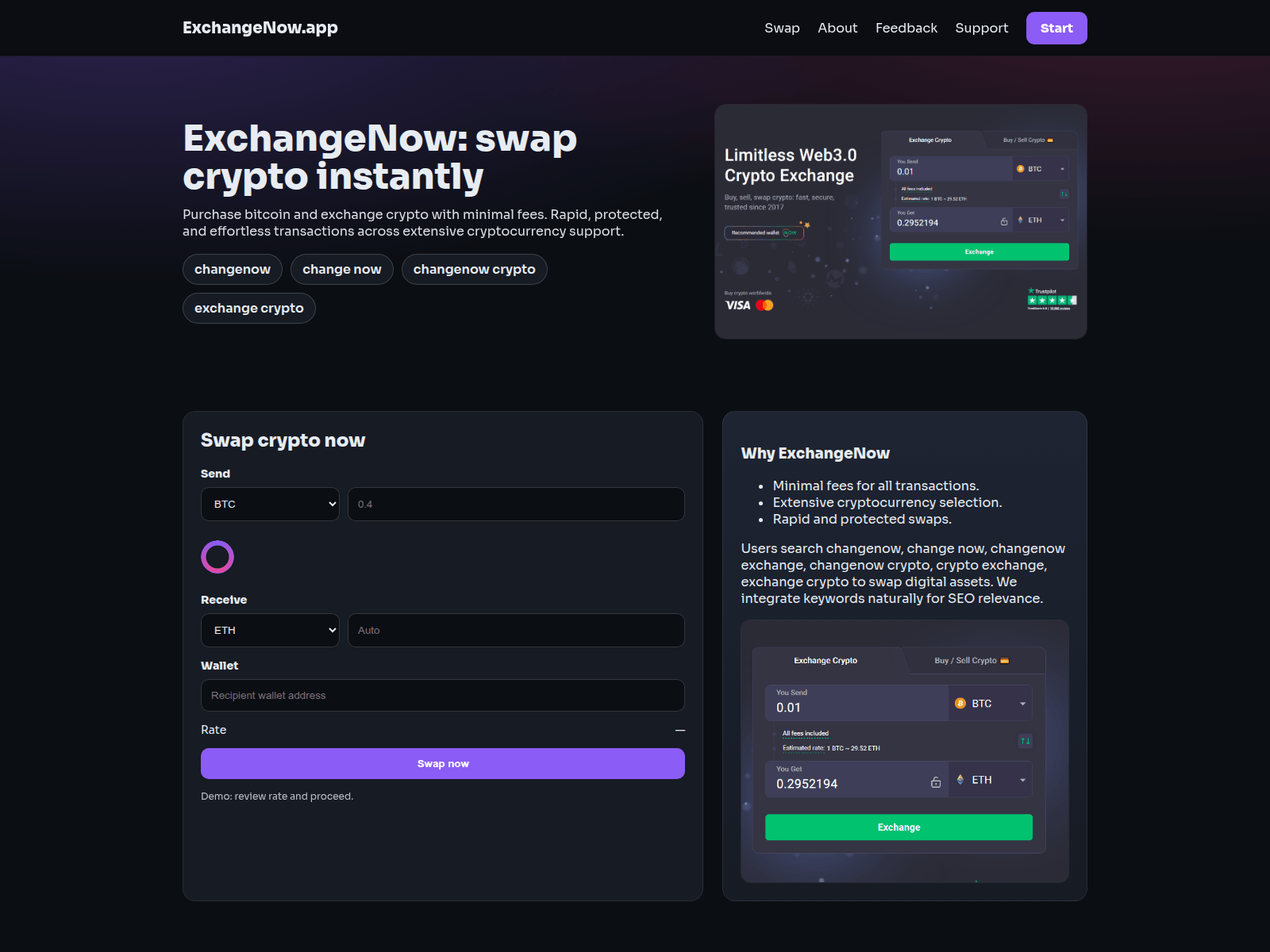 Screenshot of exchangenow.app