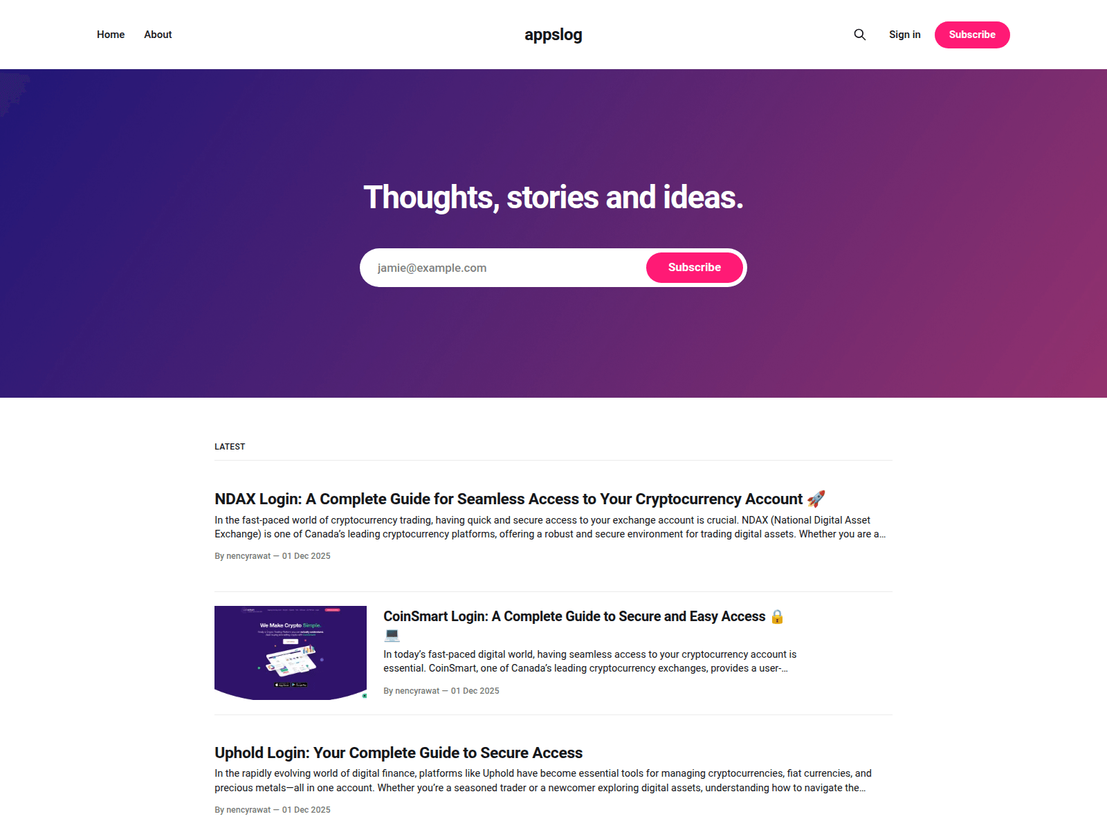 Forensic screenshot of appslog.ghost.io