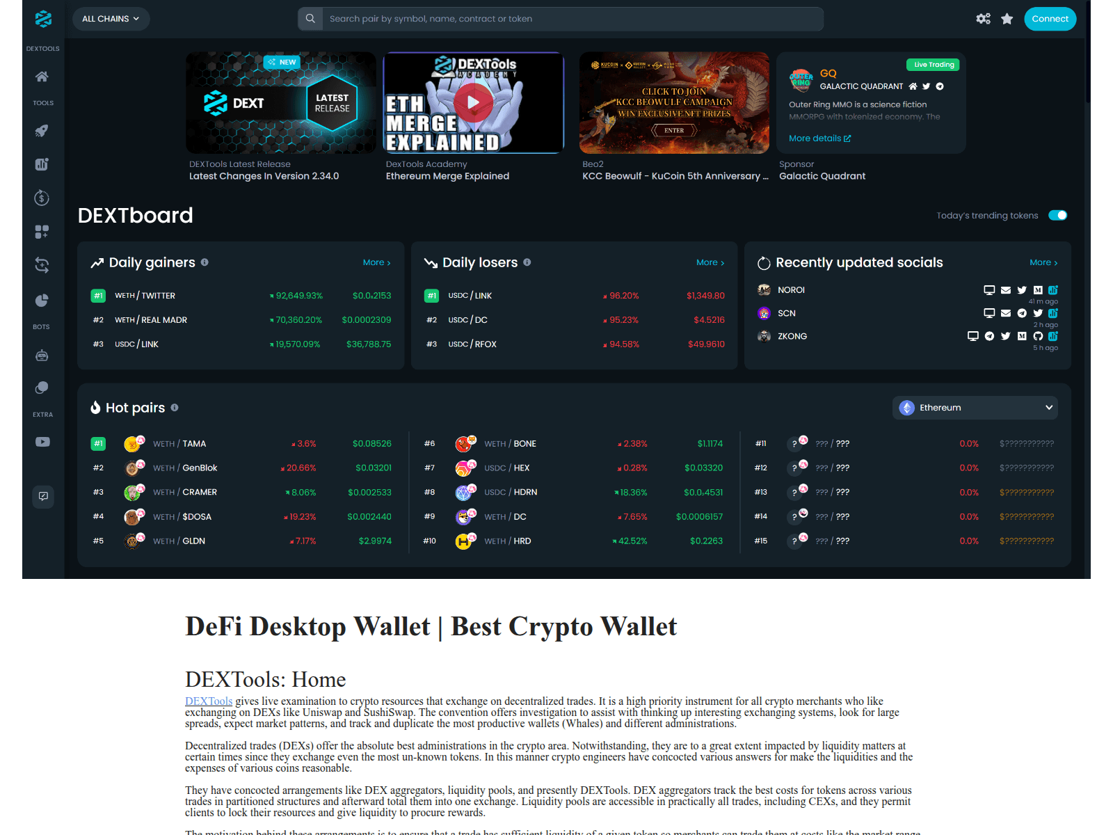 Screenshot of dexttools.github.io