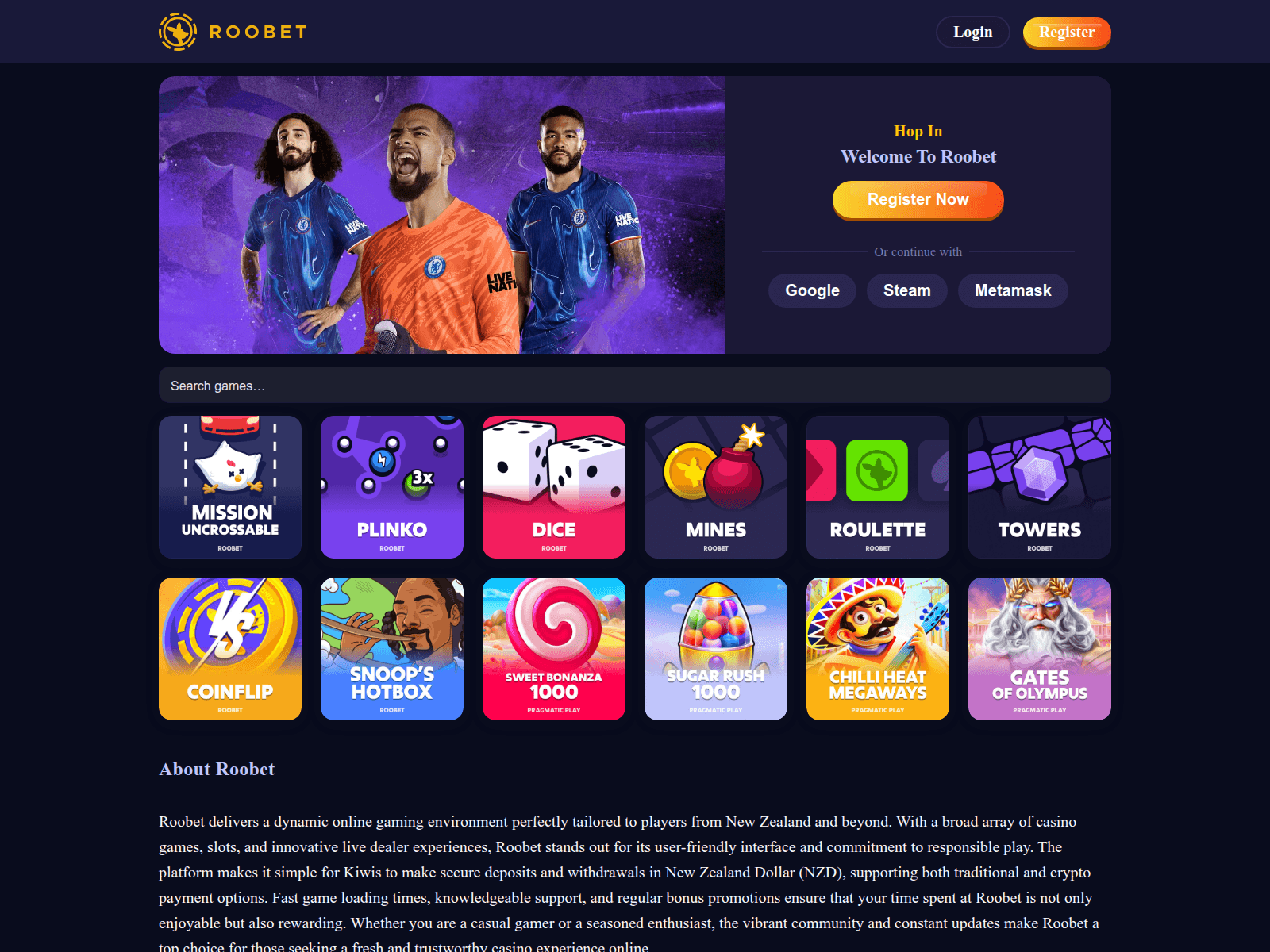 Screenshot of roobetnz.com