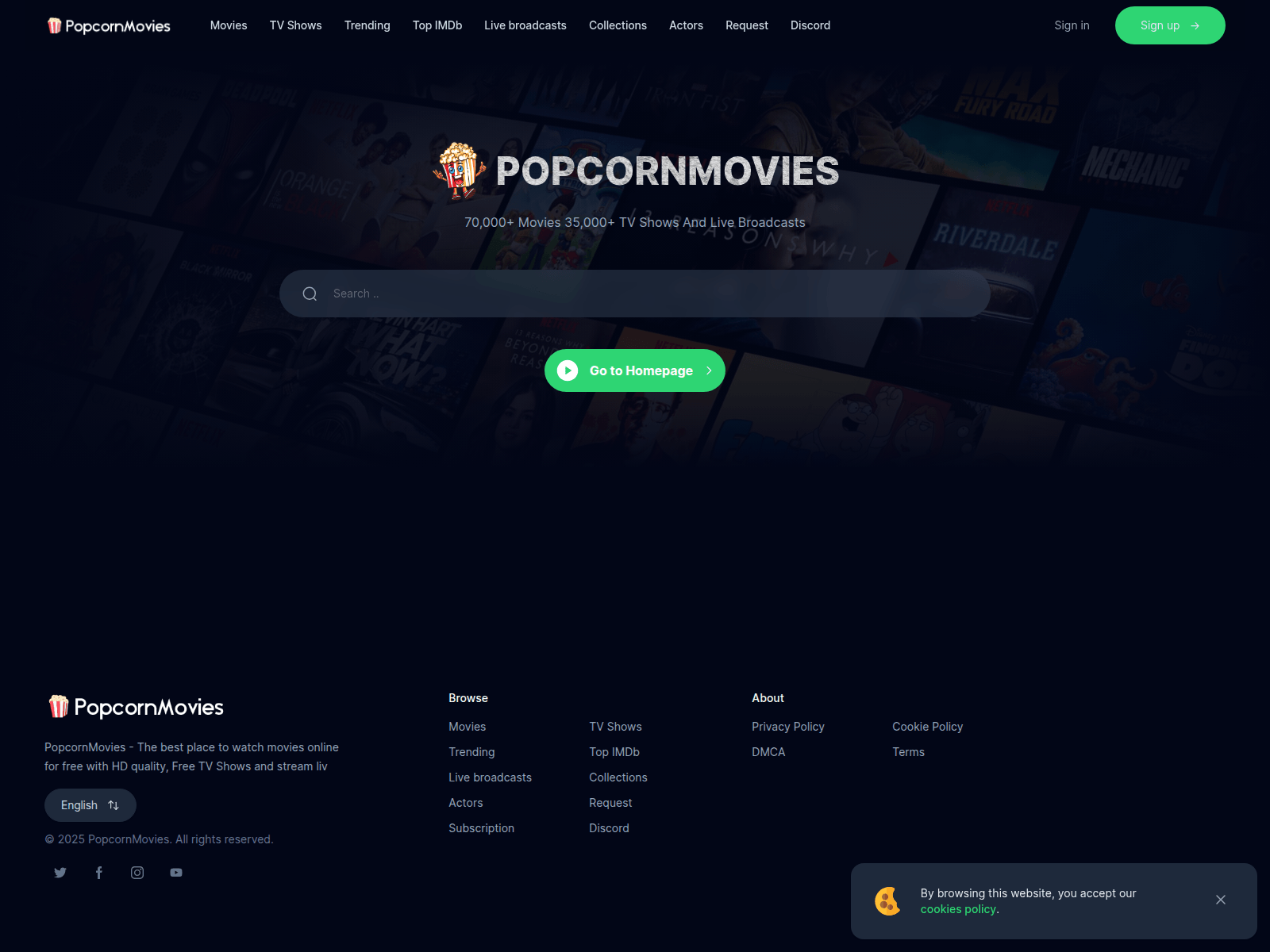 Screenshot of popcornmovies.org