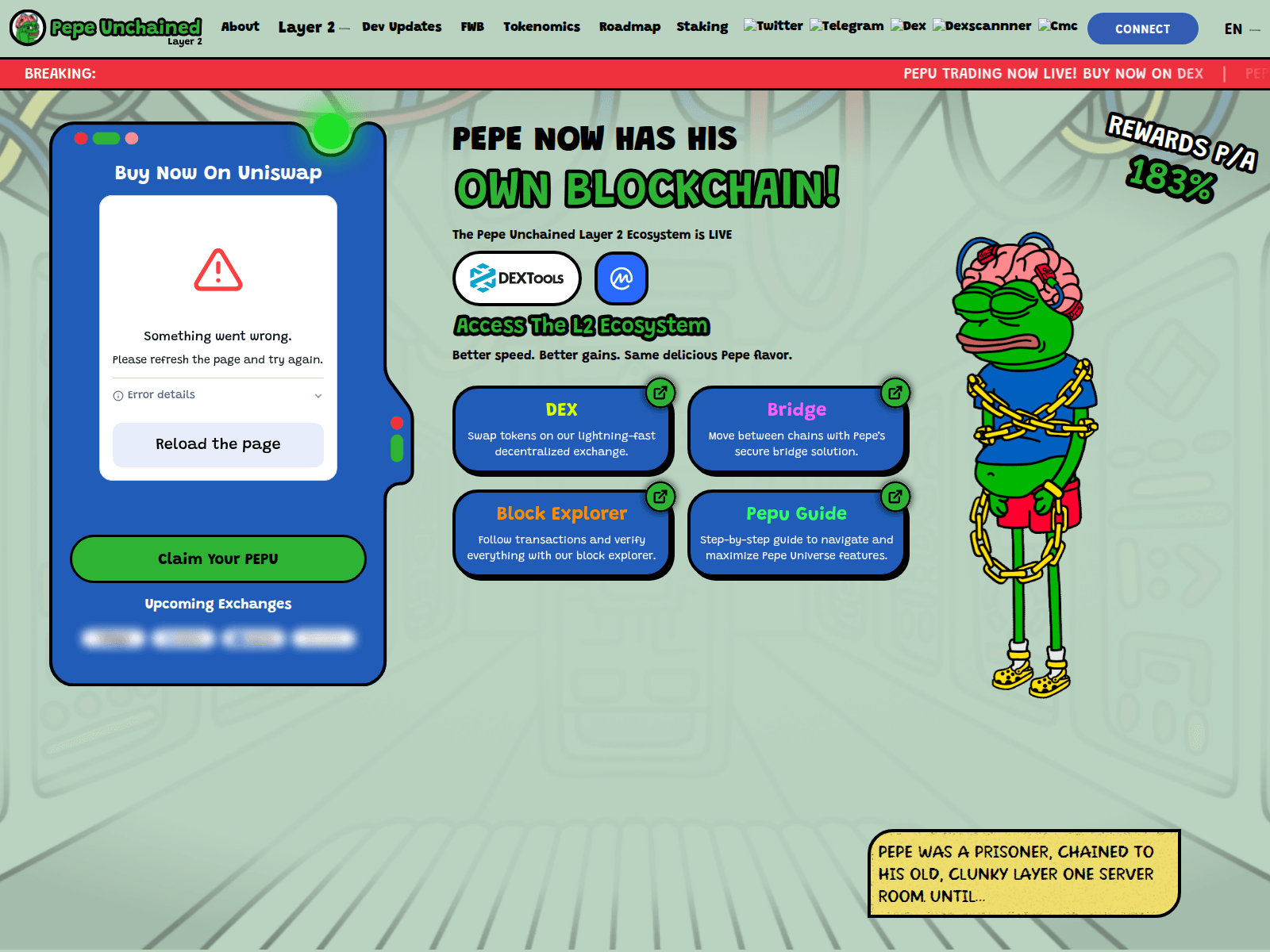 Screenshot of pepeunchainedrevs.pages.dev