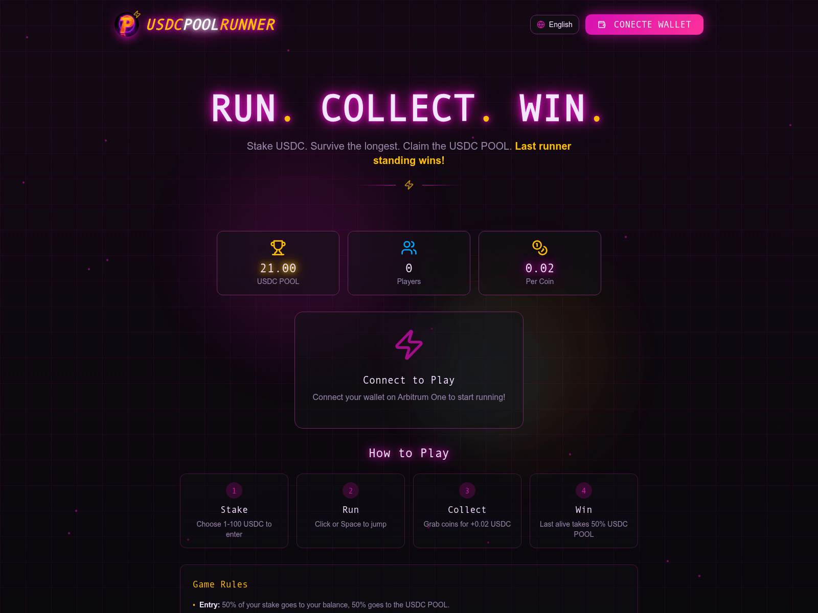 Screenshot of usdcpoolrunner.com