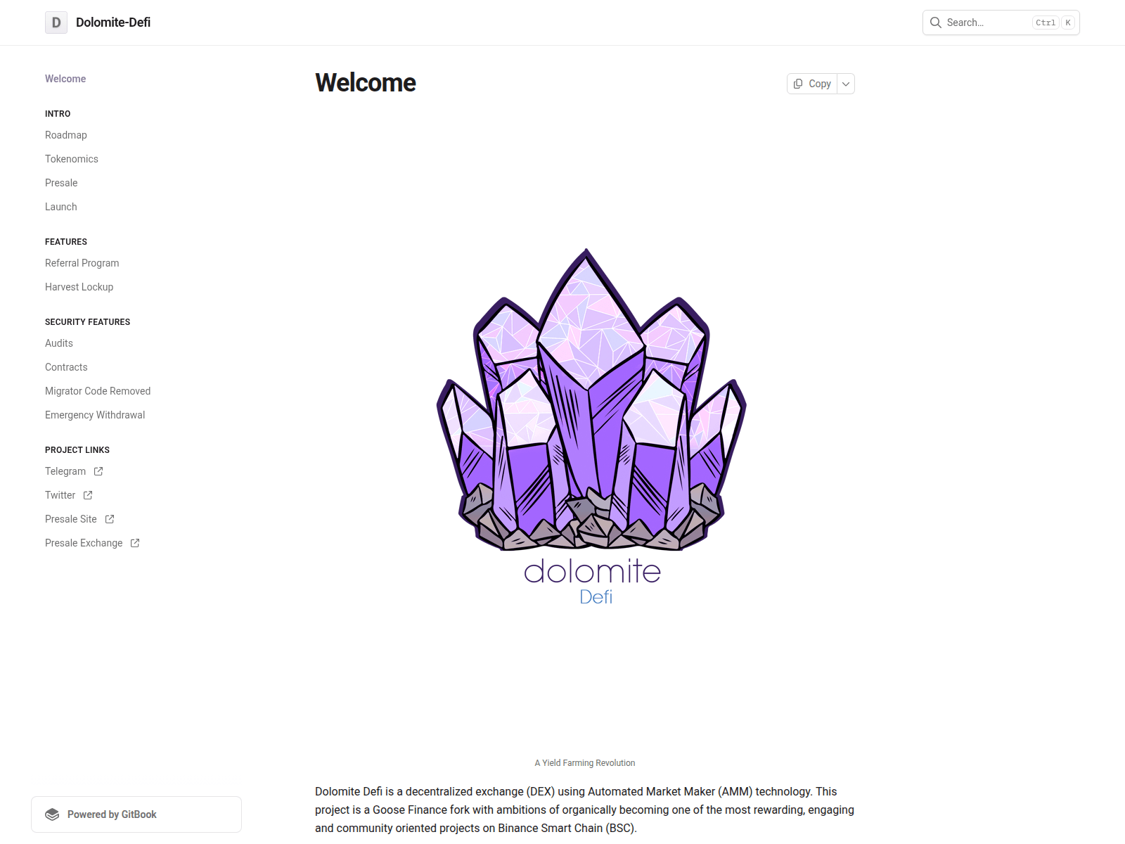 Screenshot of dolomite-defi.gitbook.io