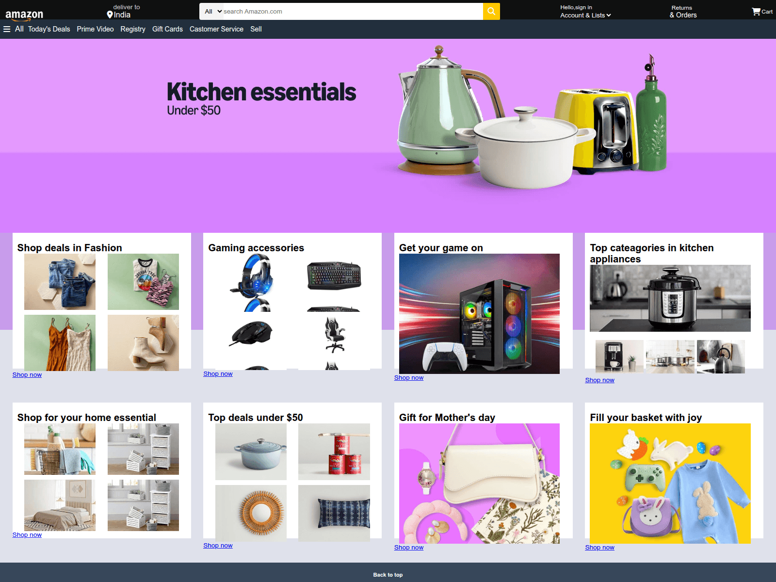 Screenshot of amazon-clone-sable-nu.vercel.app