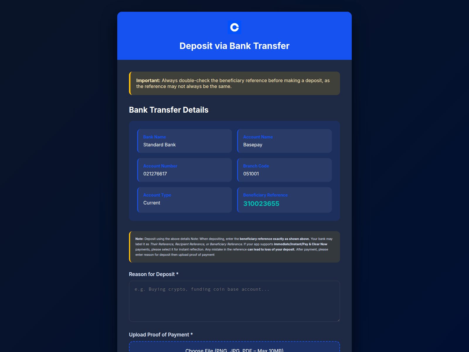 Screenshot of basepay.services