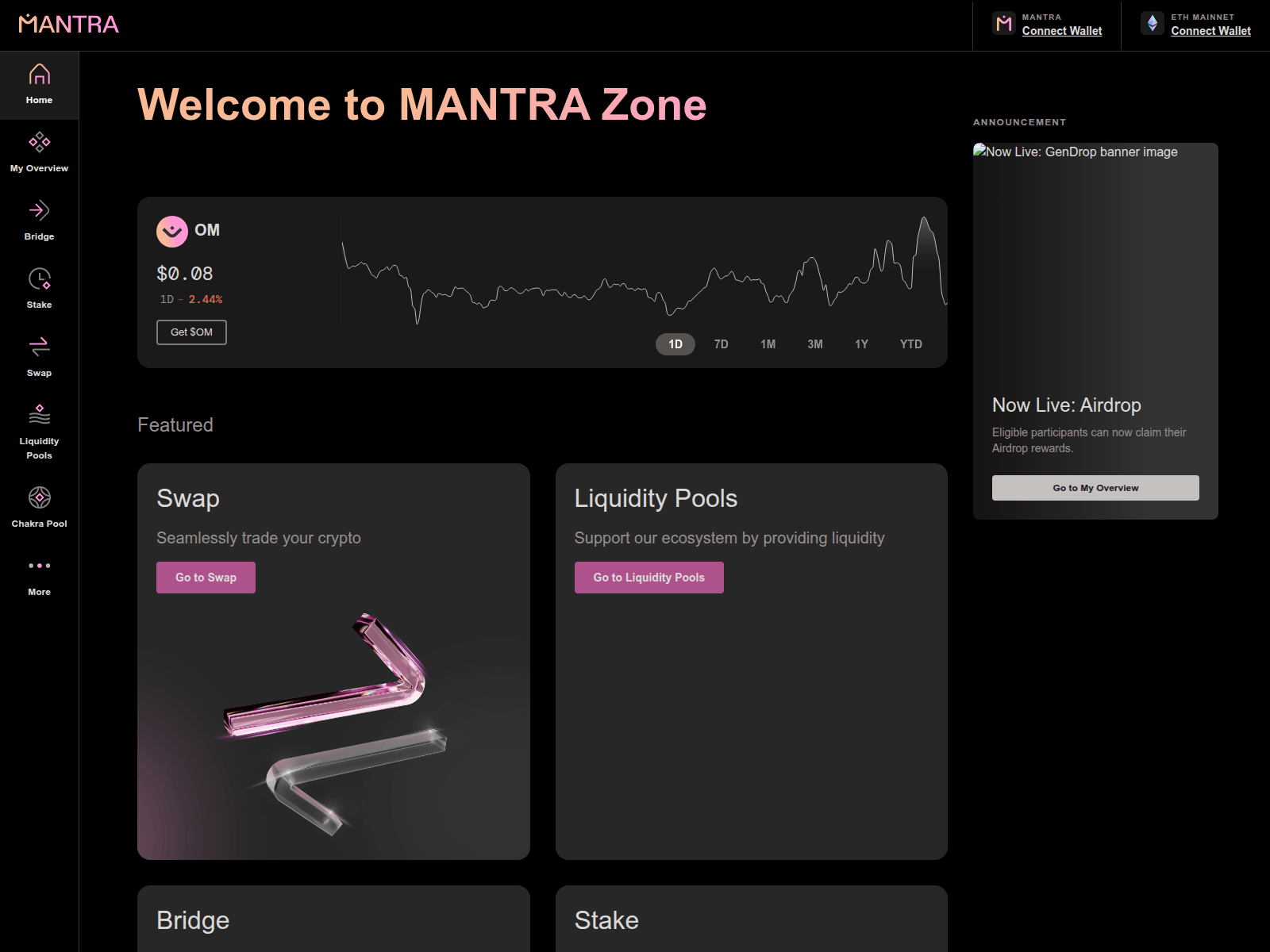 Screenshot of mantra-dex.ink